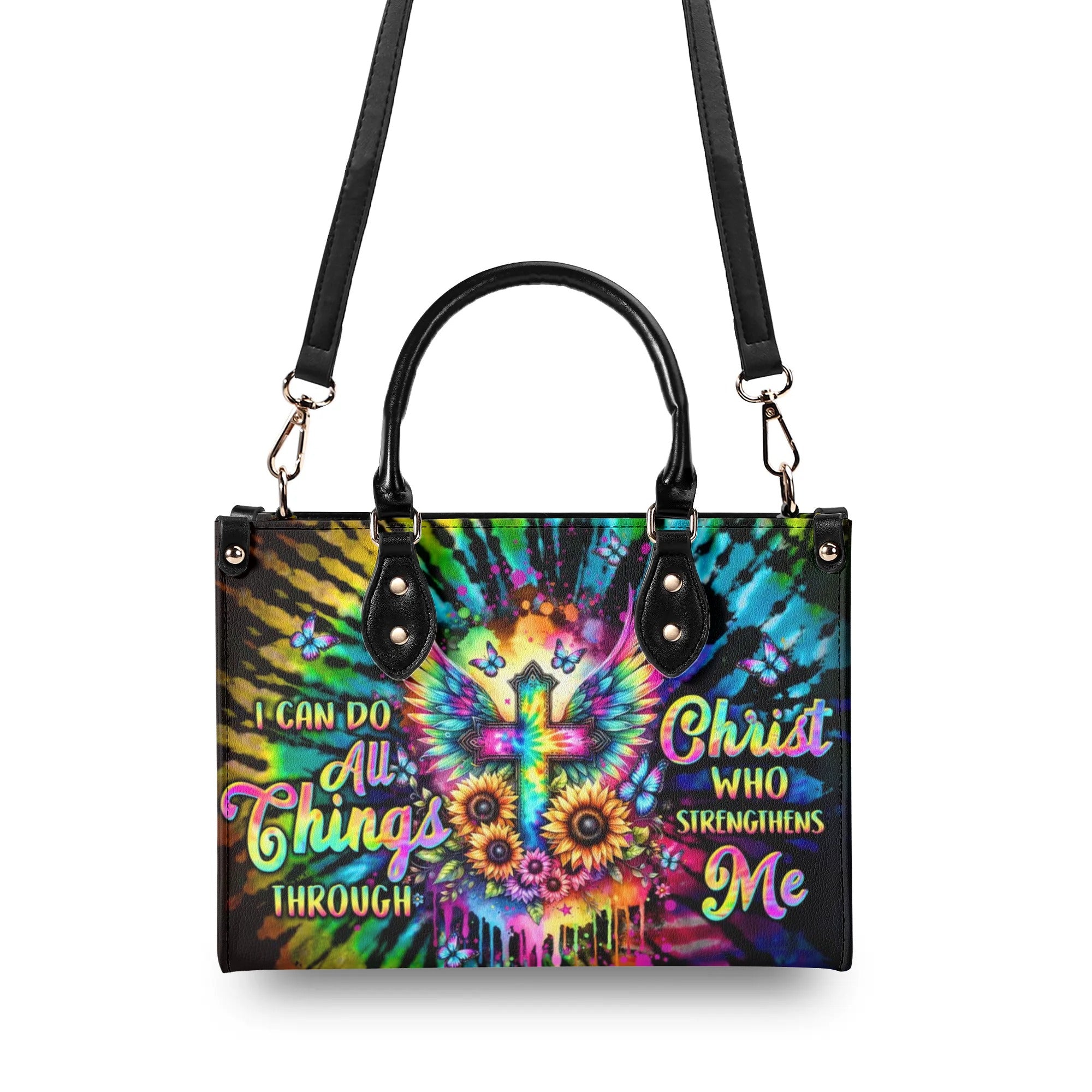 I Can Do All Things Cross Tie Dye Leather Handbag - Tltw2106242