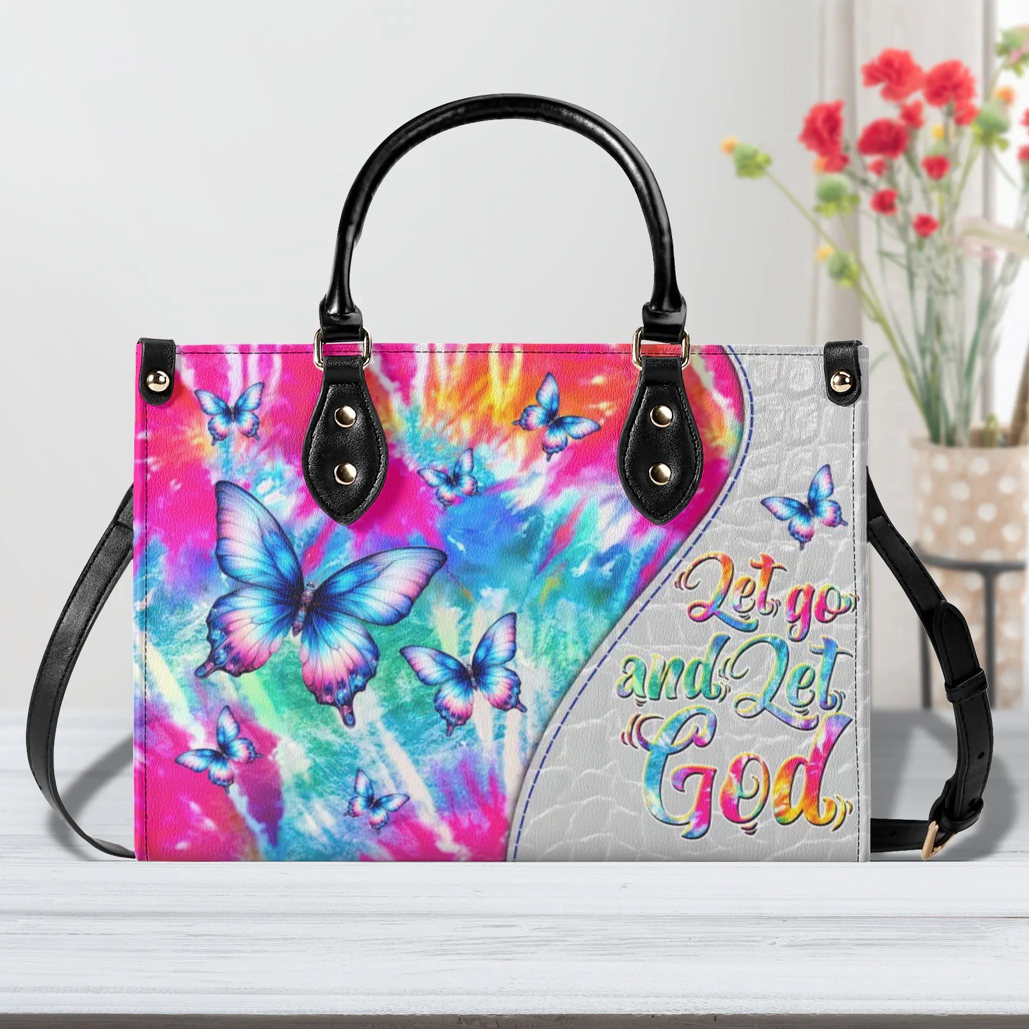 Let Go And Let God Leather Handbag - Tlnt0406245