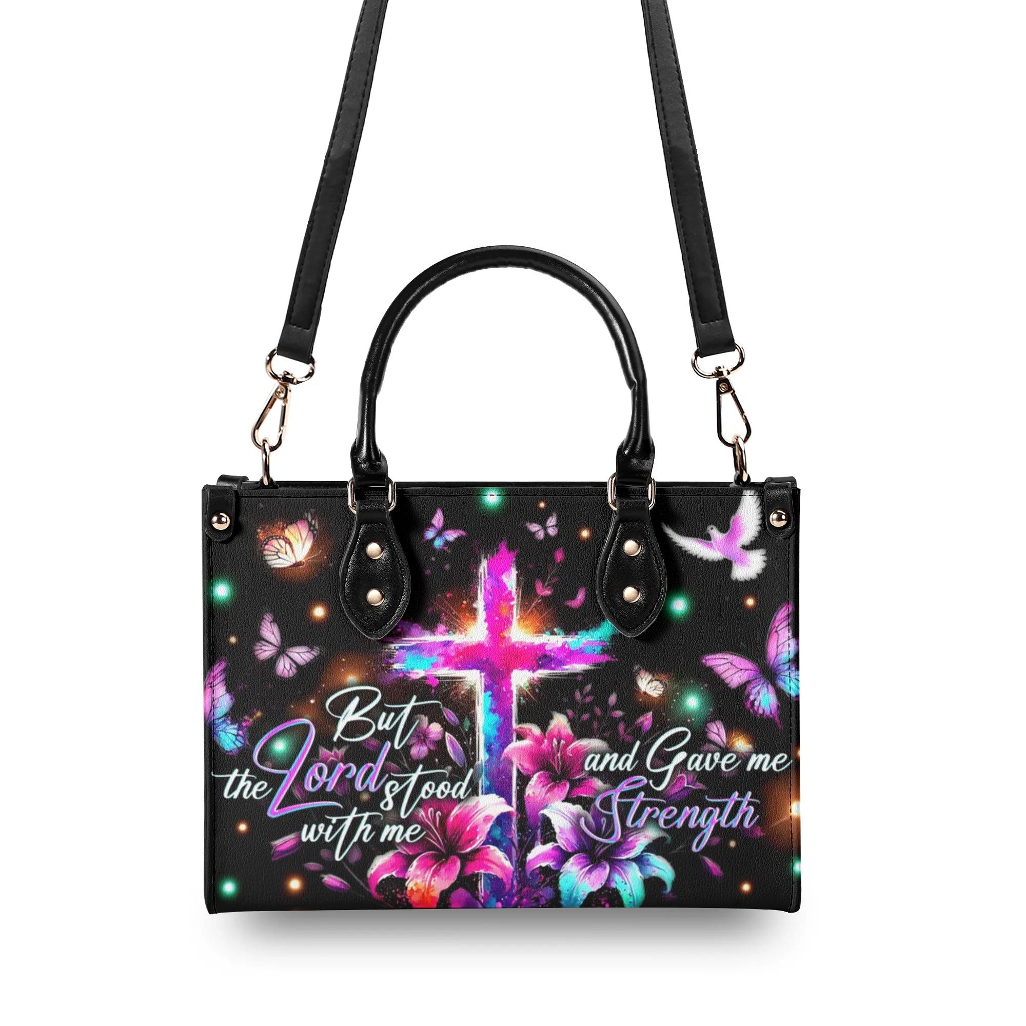 But The Lord Stood With Me Leather Handbag - Tytd2607242