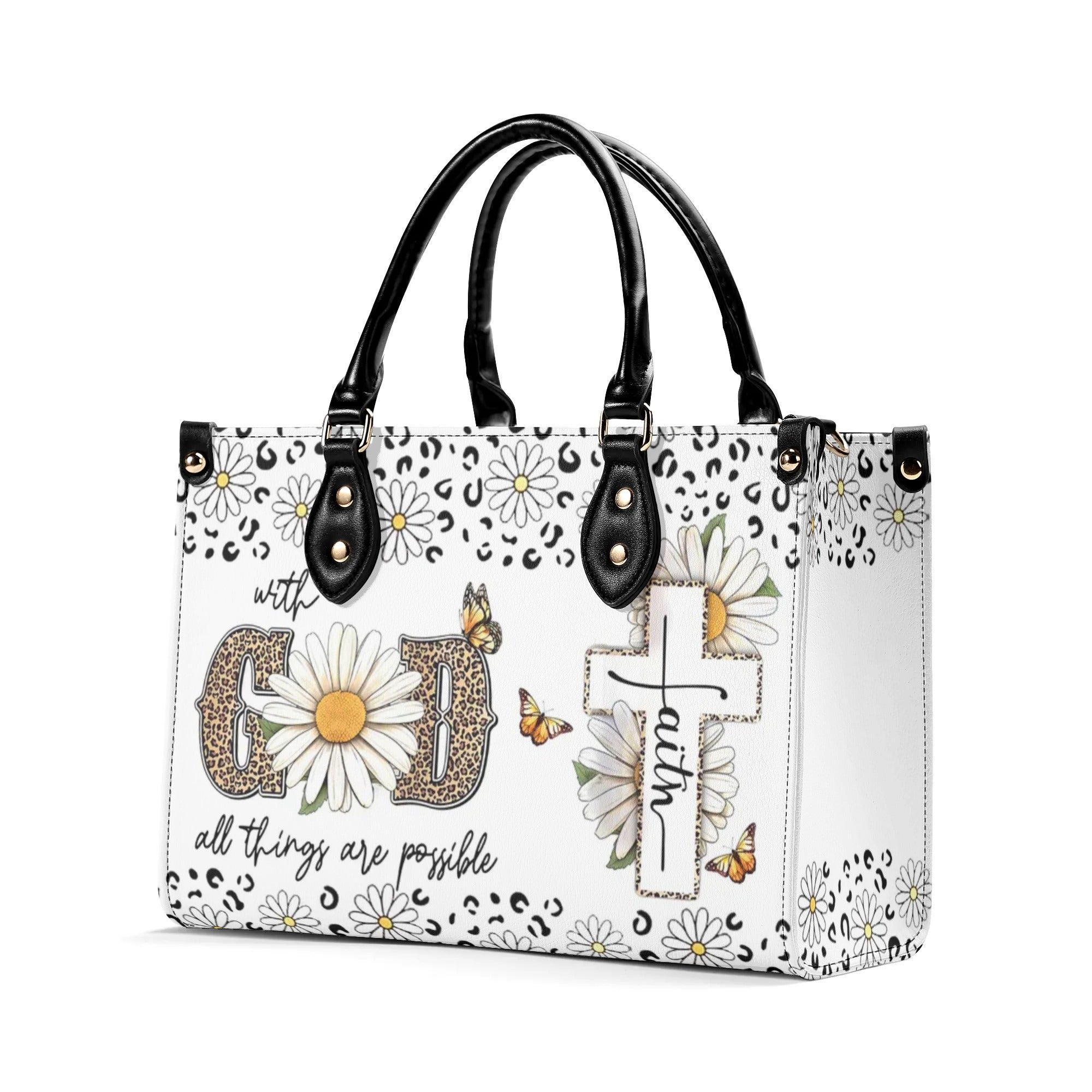 With God All Things Are Possible Leather Handbag - Yhdu1106244