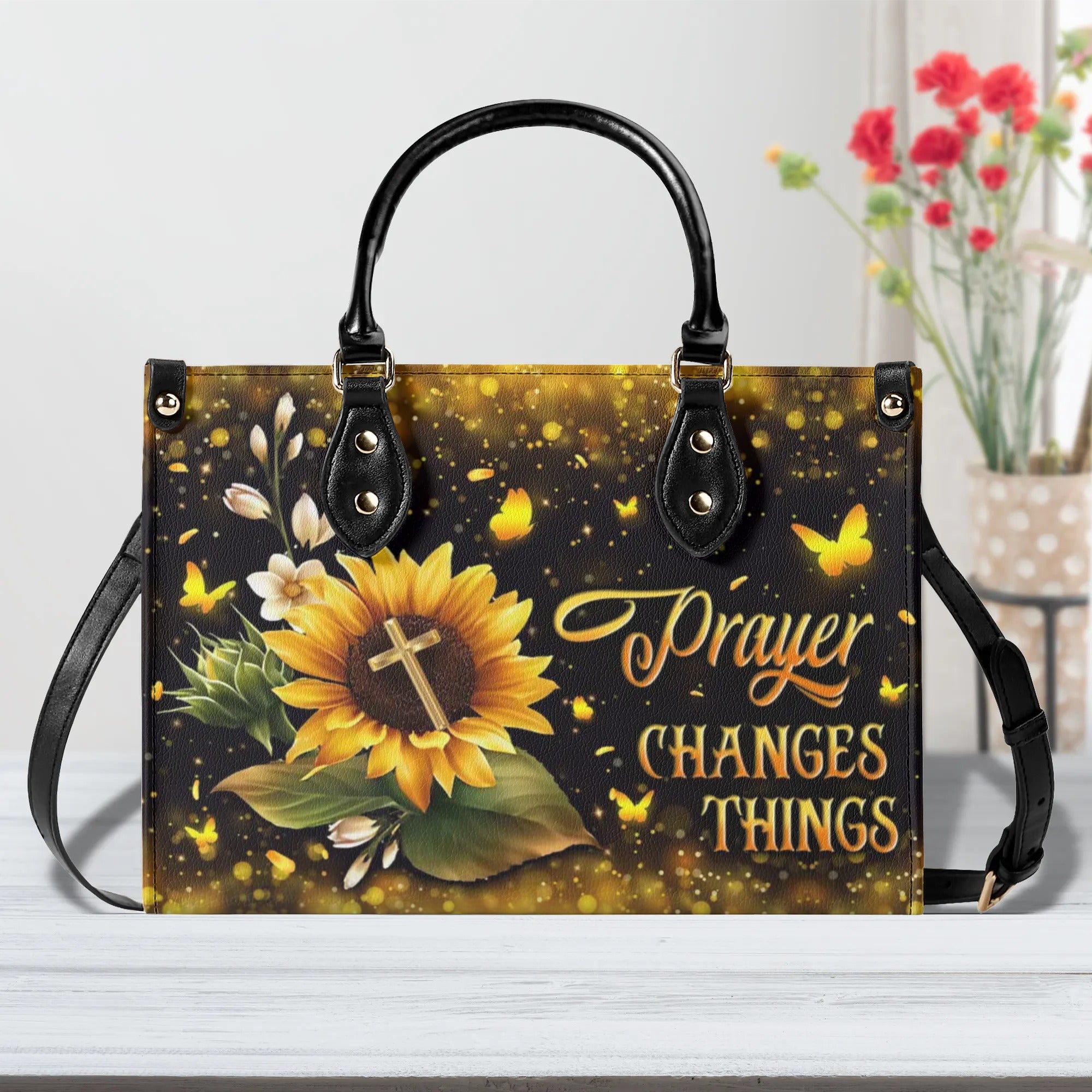 Prayer Changes Things Leather Handbag - Yhln2808244