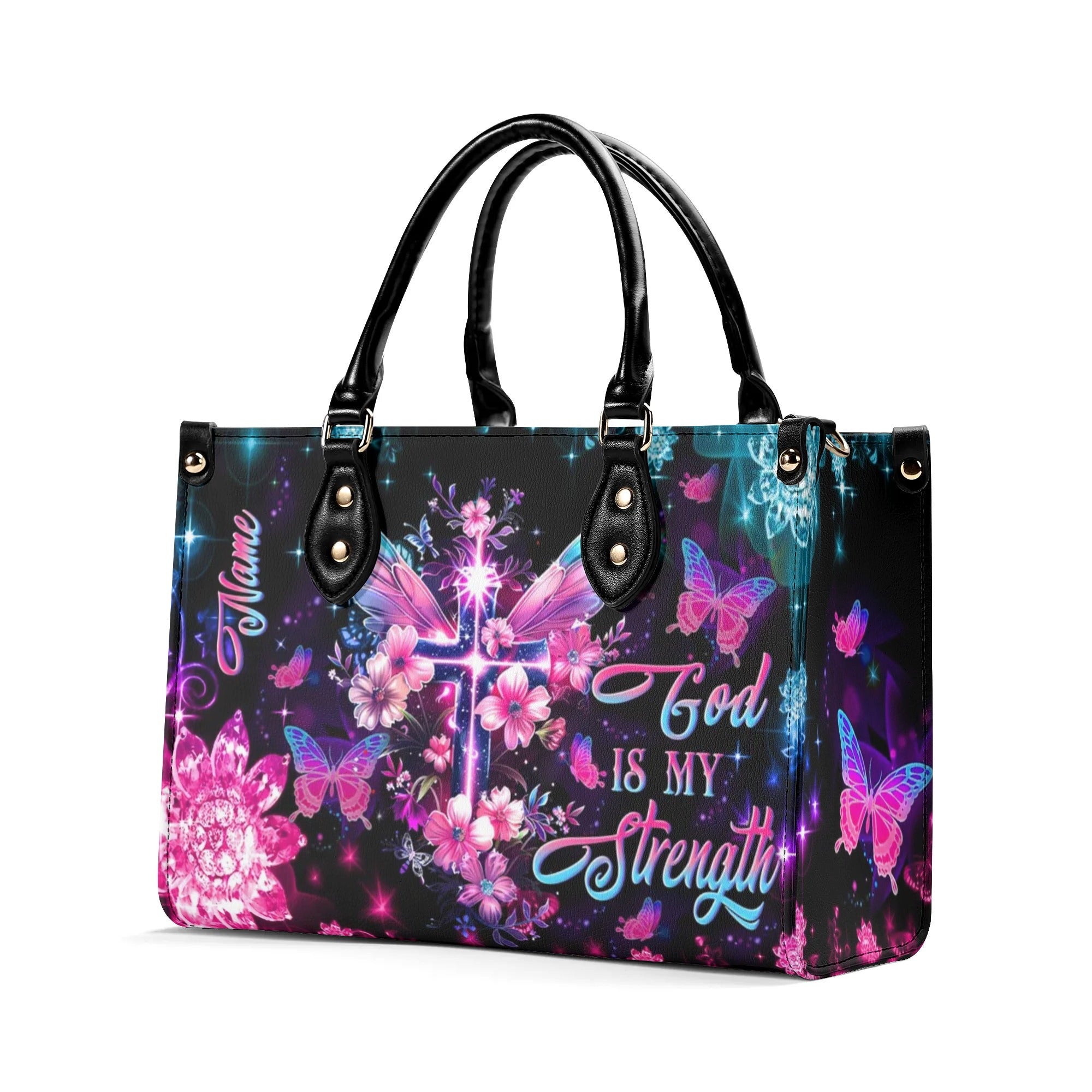 God Is My Strength Leather Handbag - Yhln1608244