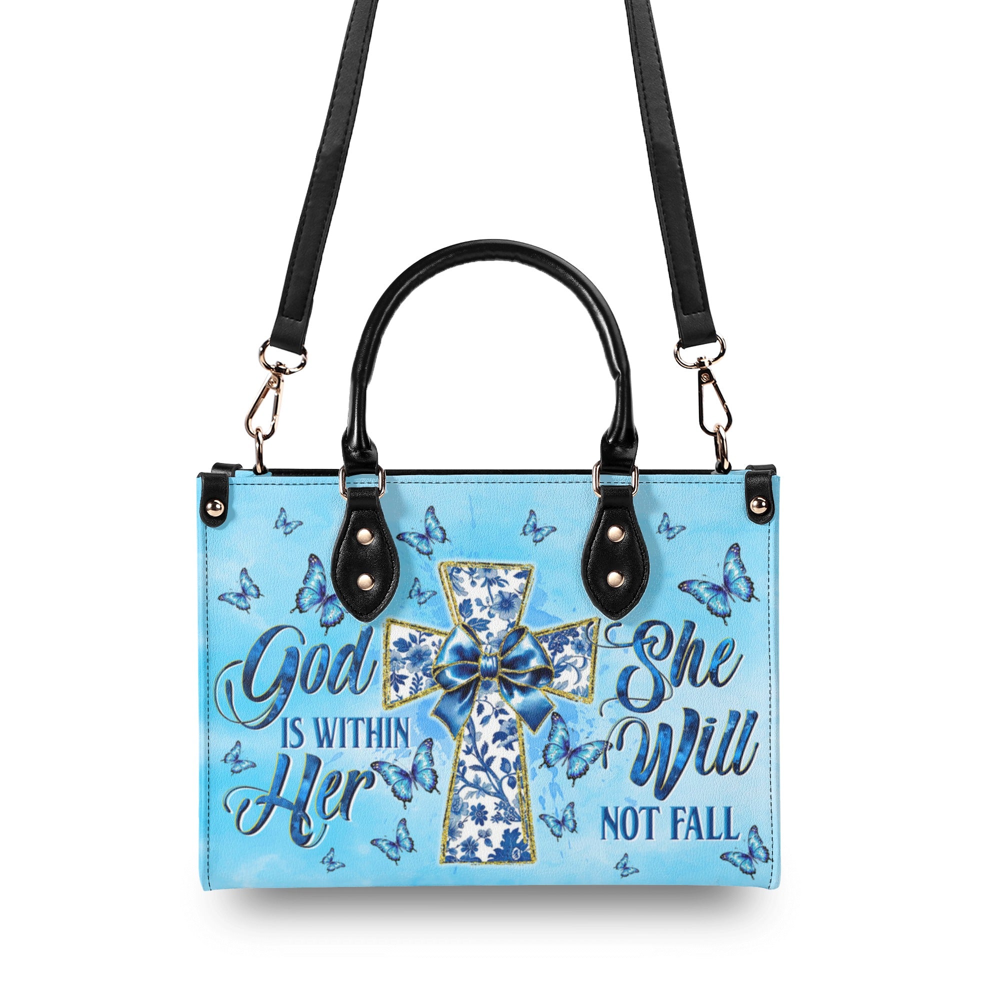 God Is Within Her She Will Not Fall Cross Bow  Leather Handbag  - Tltw2512244