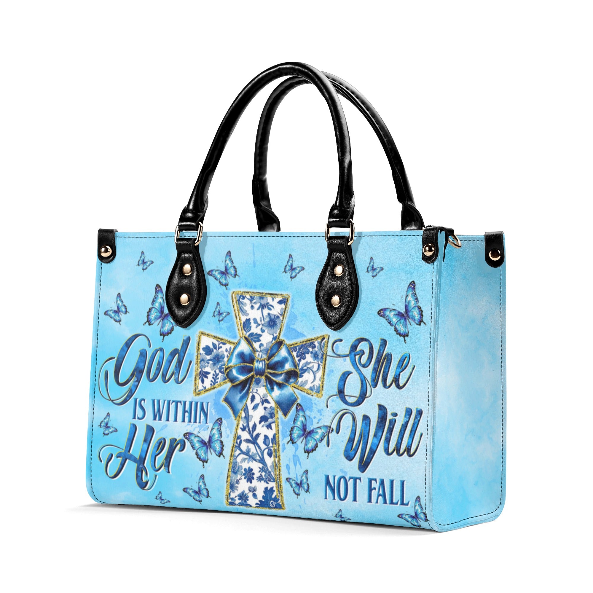 God Is Within Her She Will Not Fall Cross Bow  Leather Handbag  - Tltw2512244