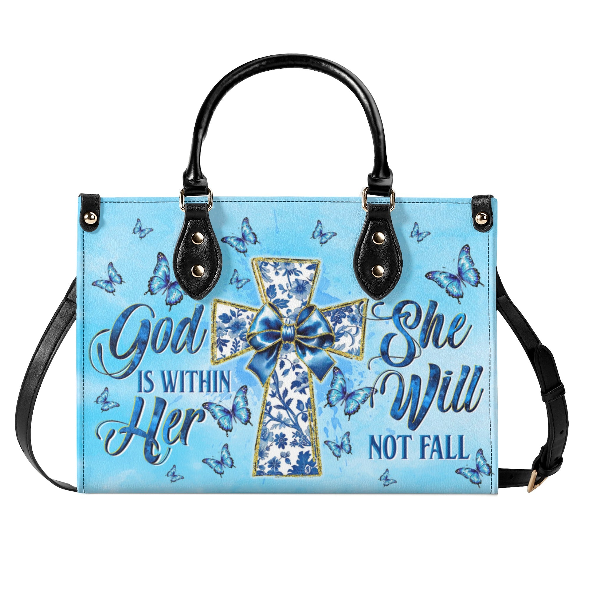 God Is Within Her She Will Not Fall Cross Bow  Leather Handbag  - Tltw2512244