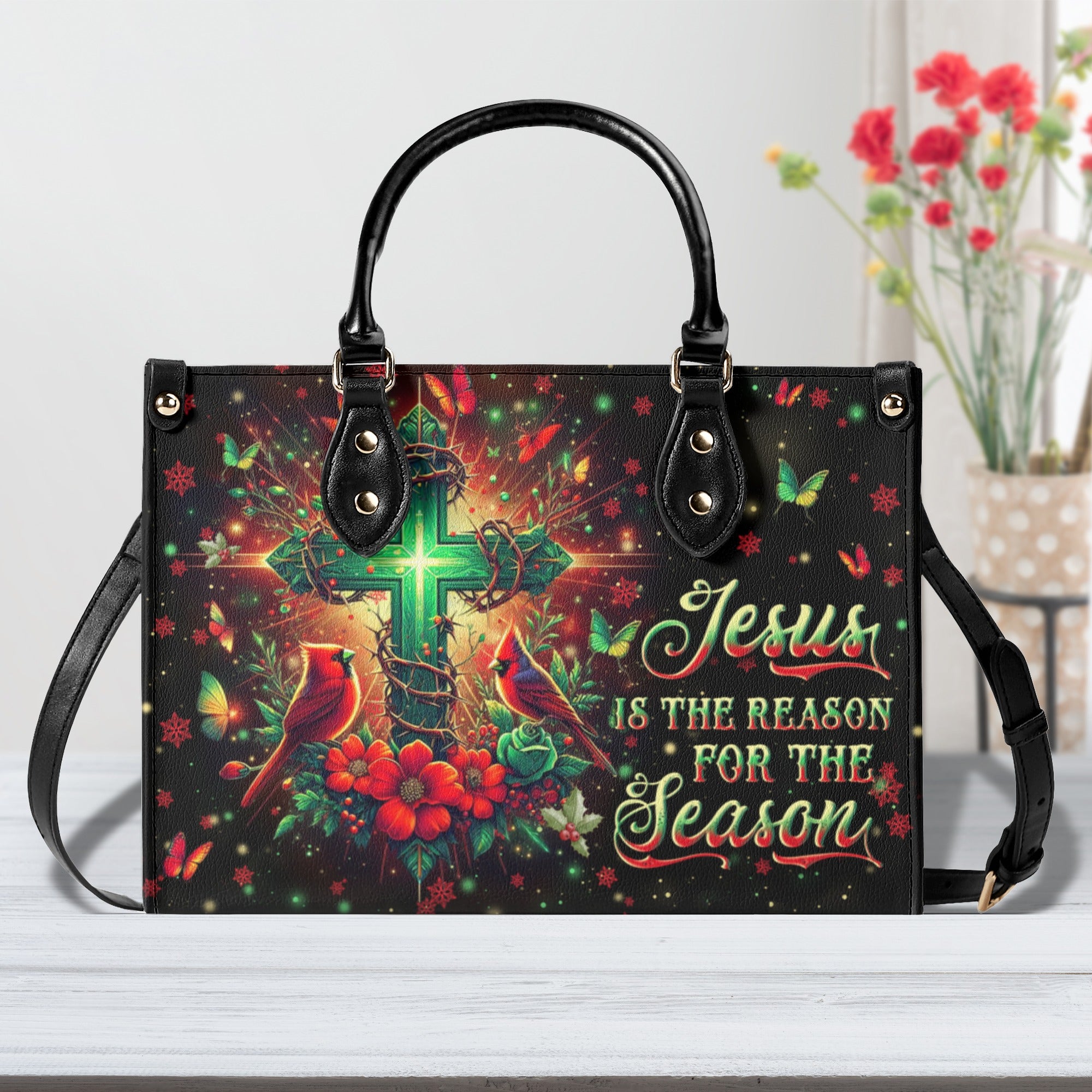 Jesus The Reason Cardinal Christmas Leather Handbag - Yhln3010244