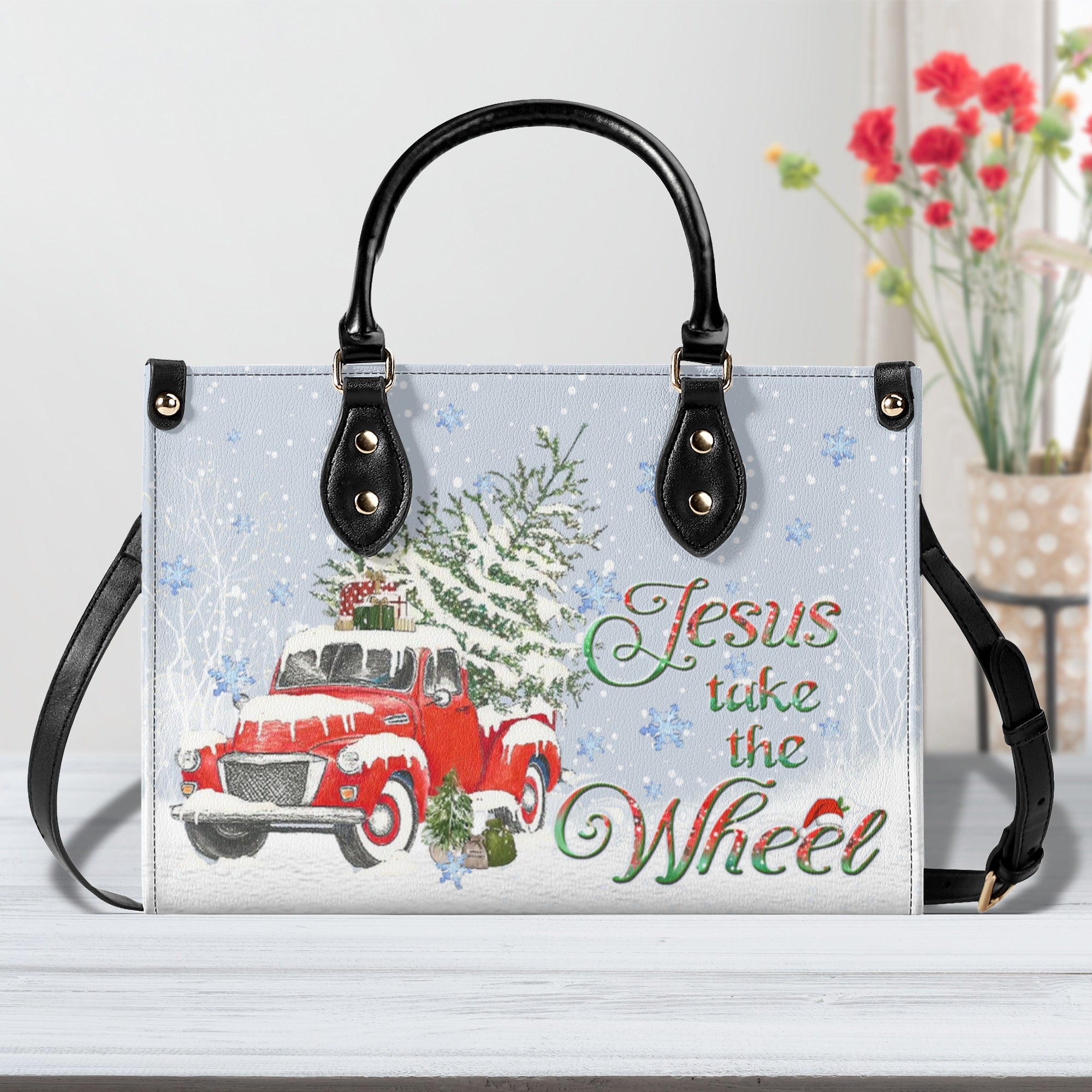 Jesus Take The Wheel Christmas Leather Handbag - Yhlt2110244