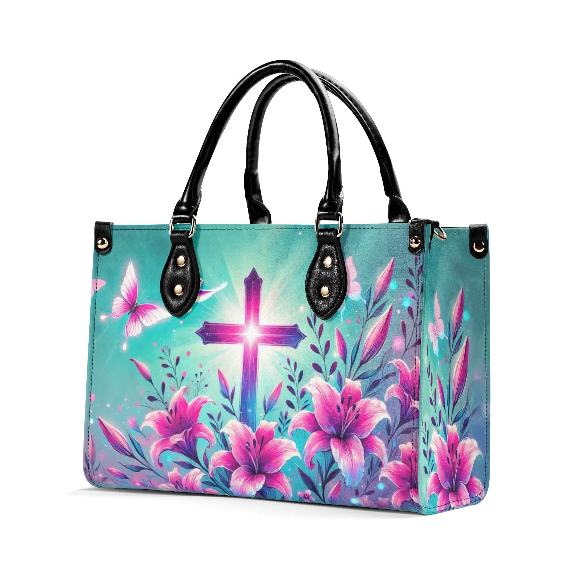 Cross And Lilies Leather Handbag - Tytd1107241