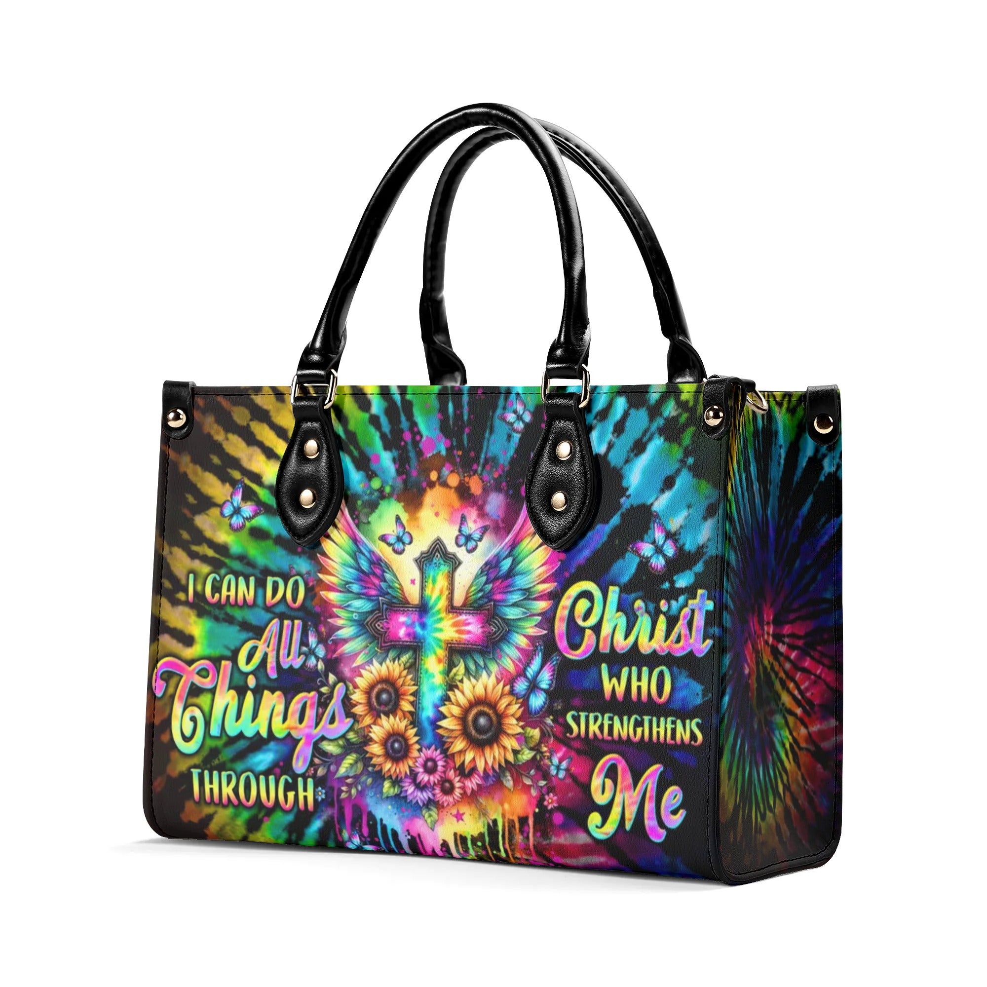 I Can Do All Things Cross Tie Dye Leather Handbag - Tltw2106242