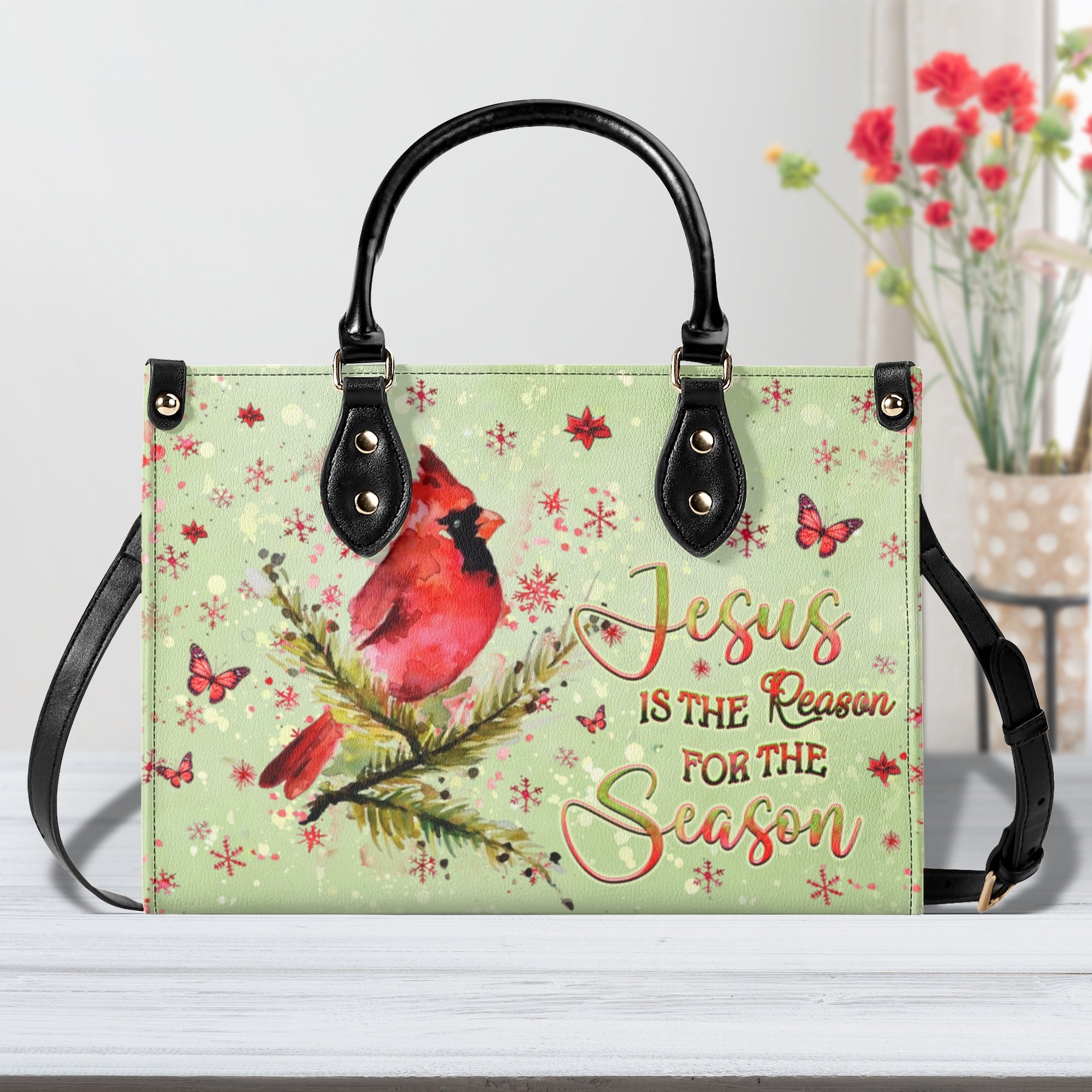 Jesus The Reason Cardinal Christmas Leather Handbag - Yhhg1410244