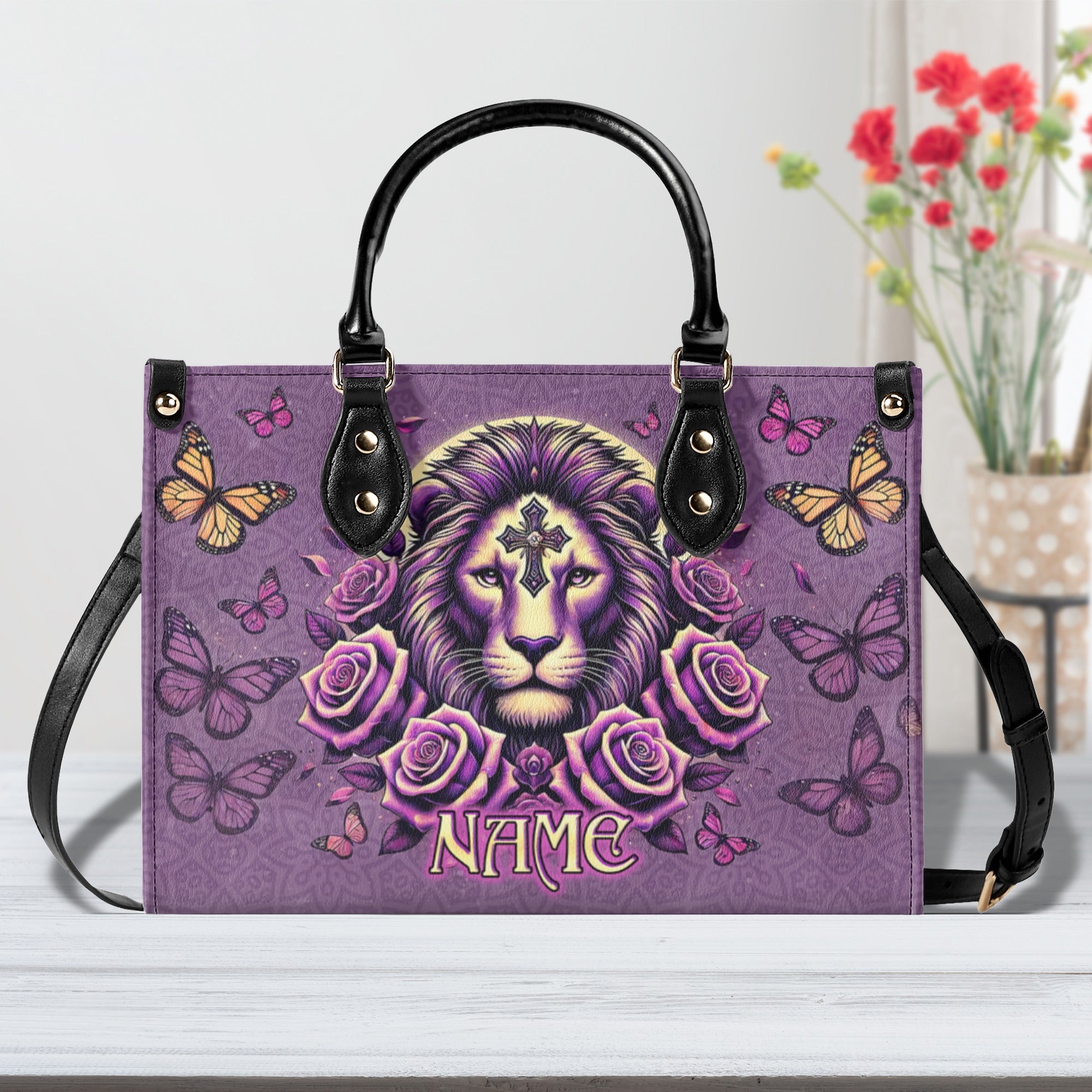 Lion Rose Leather Handbag  - Tlno0411244