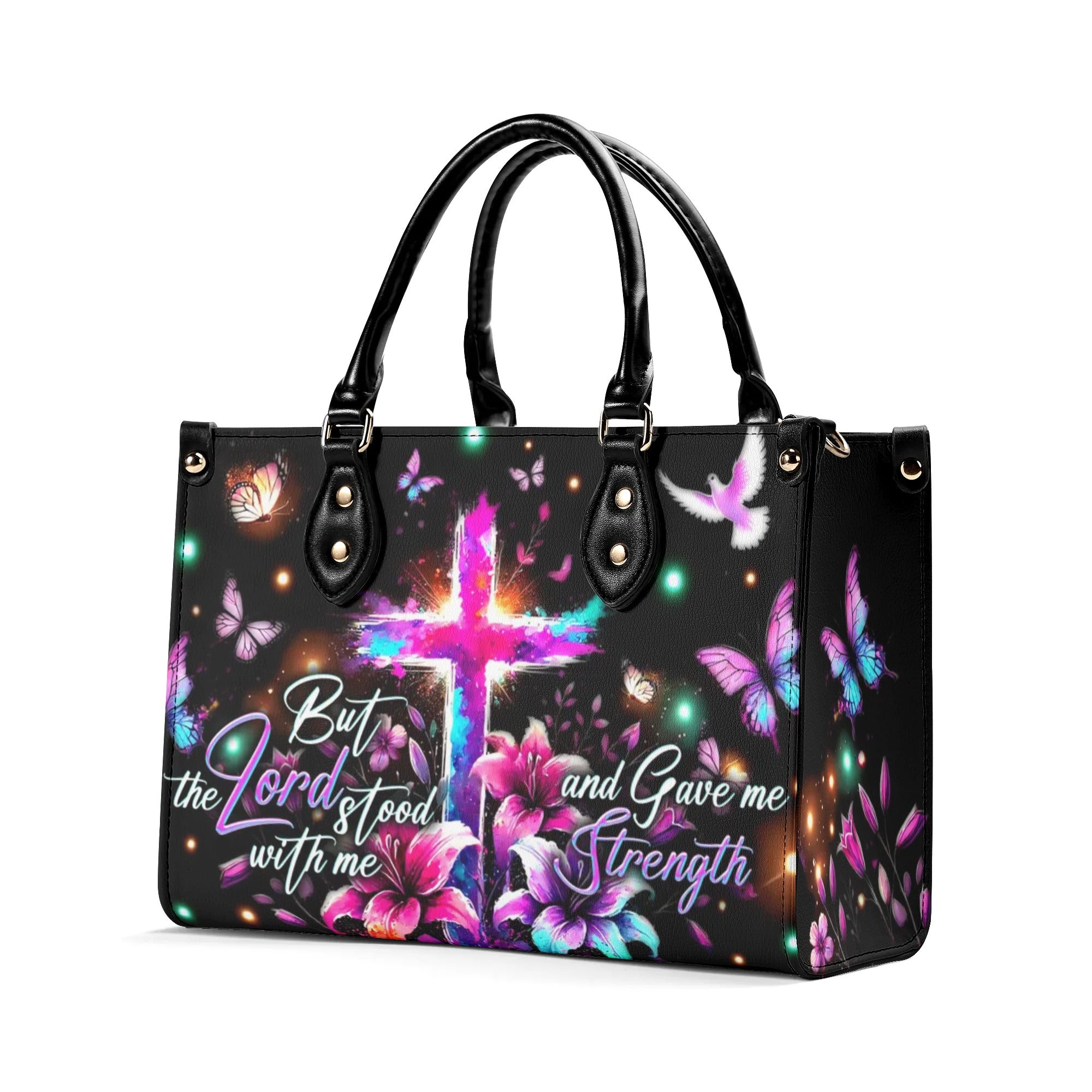 But The Lord Stood With Me Leather Handbag - Tytd2607242