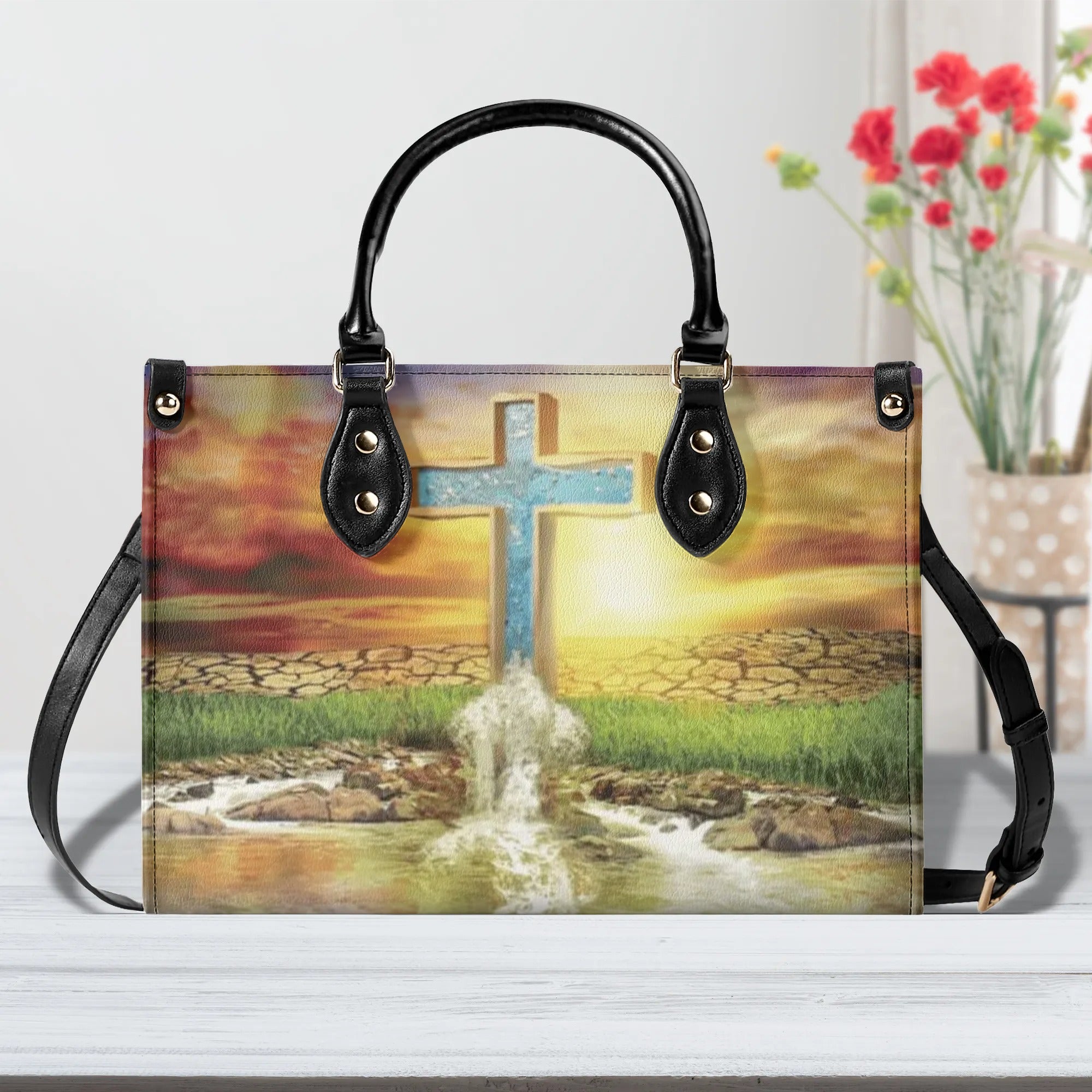 Cross Nature Scene Leather Handbag - Yhdu1009244