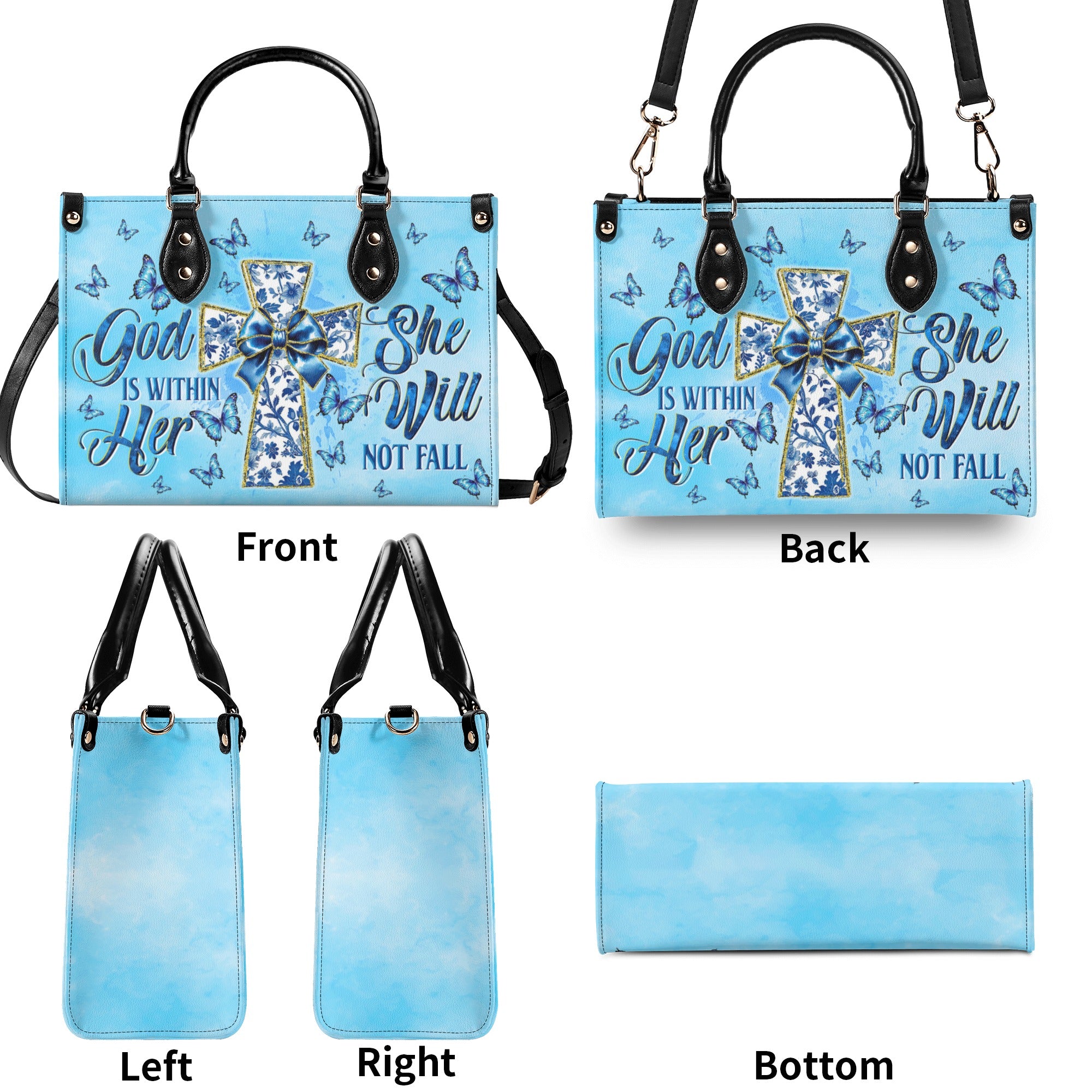 God Is Within Her She Will Not Fall Cross Bow  Leather Handbag  - Tltw2512244