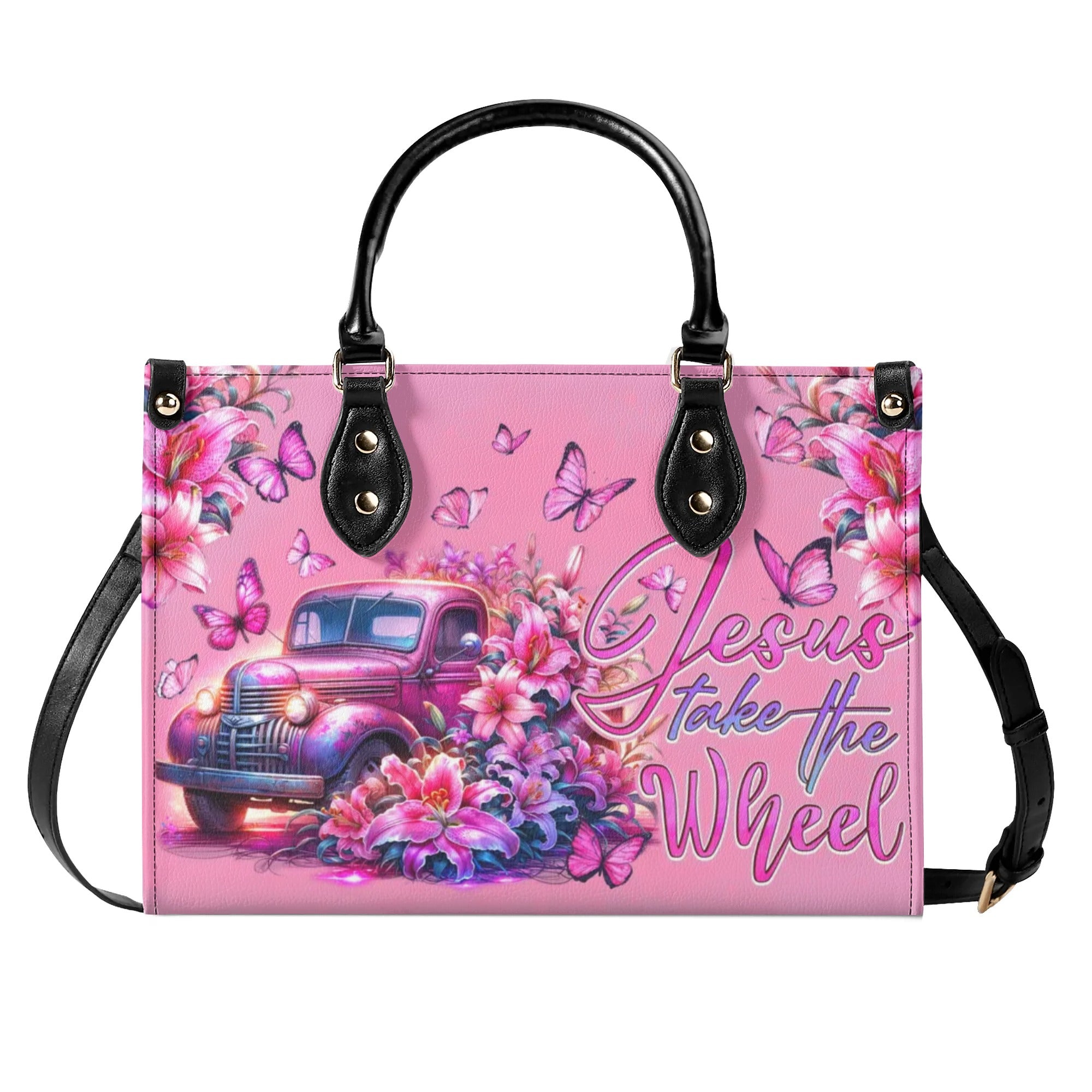 Jesus Take The Wheel Leather Handbag - Tytd2905241