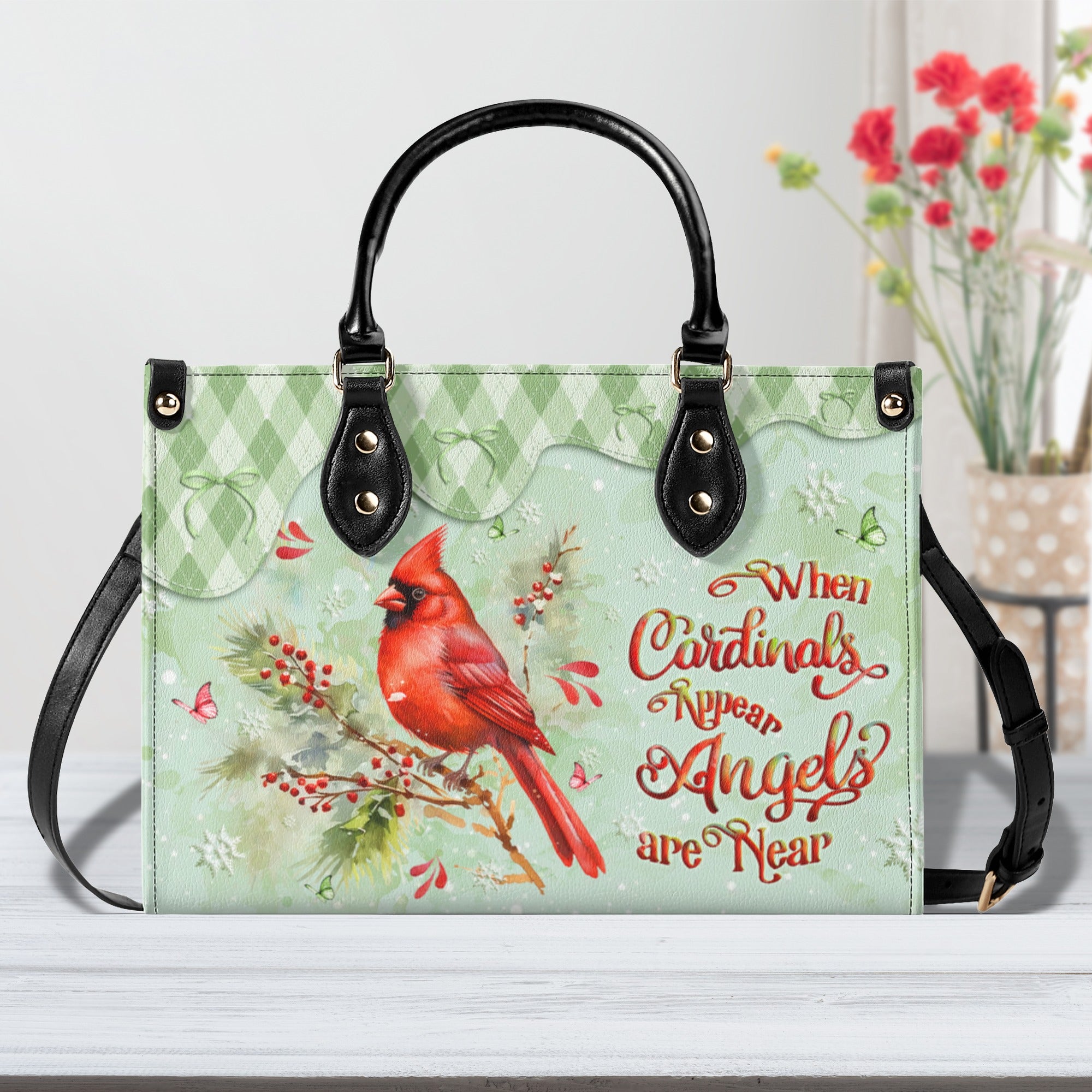 When Cardinals Appear Angels Are Near Leather Handbag - Yhlt2510244