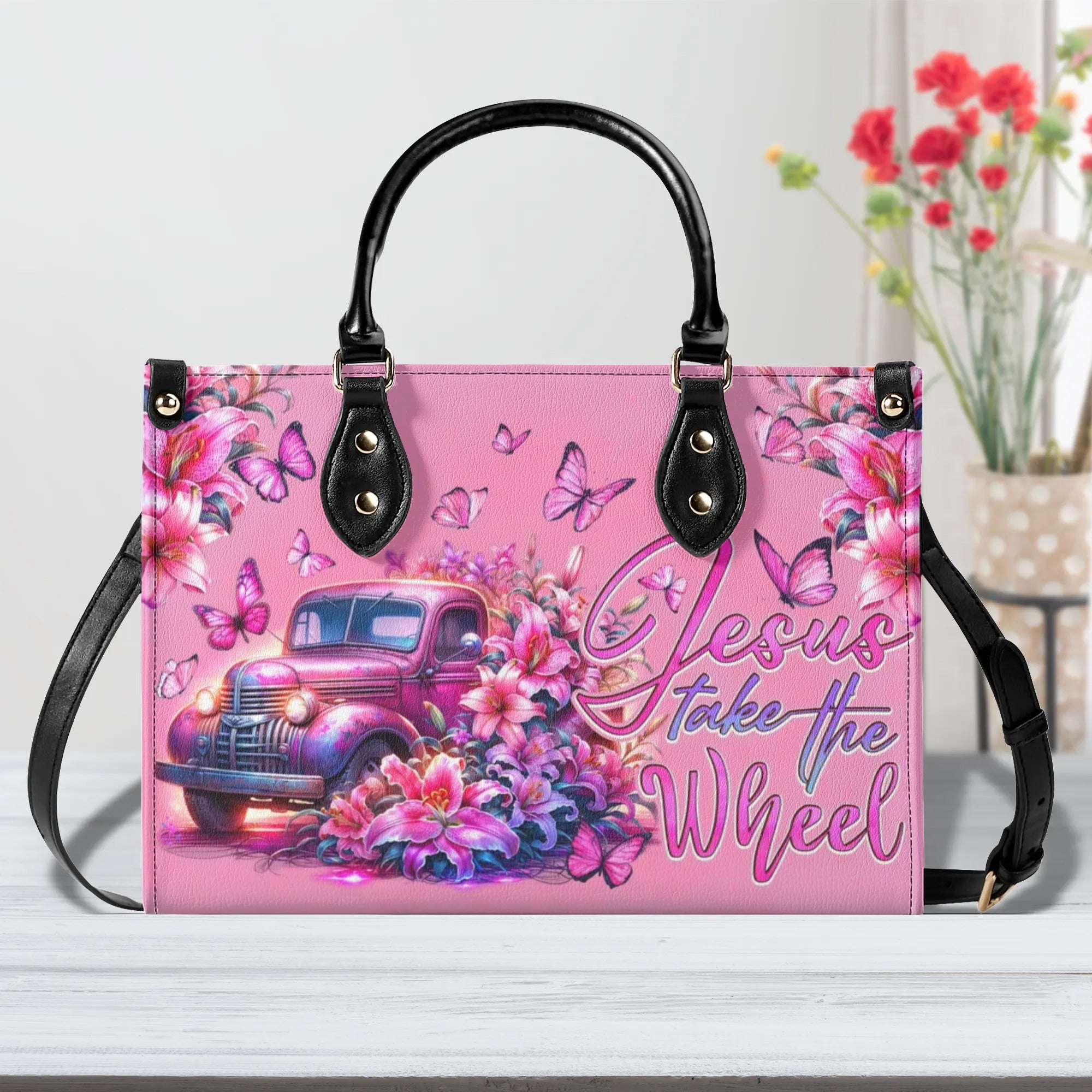 Jesus Take The Wheel Leather Handbag - Tytd2905241