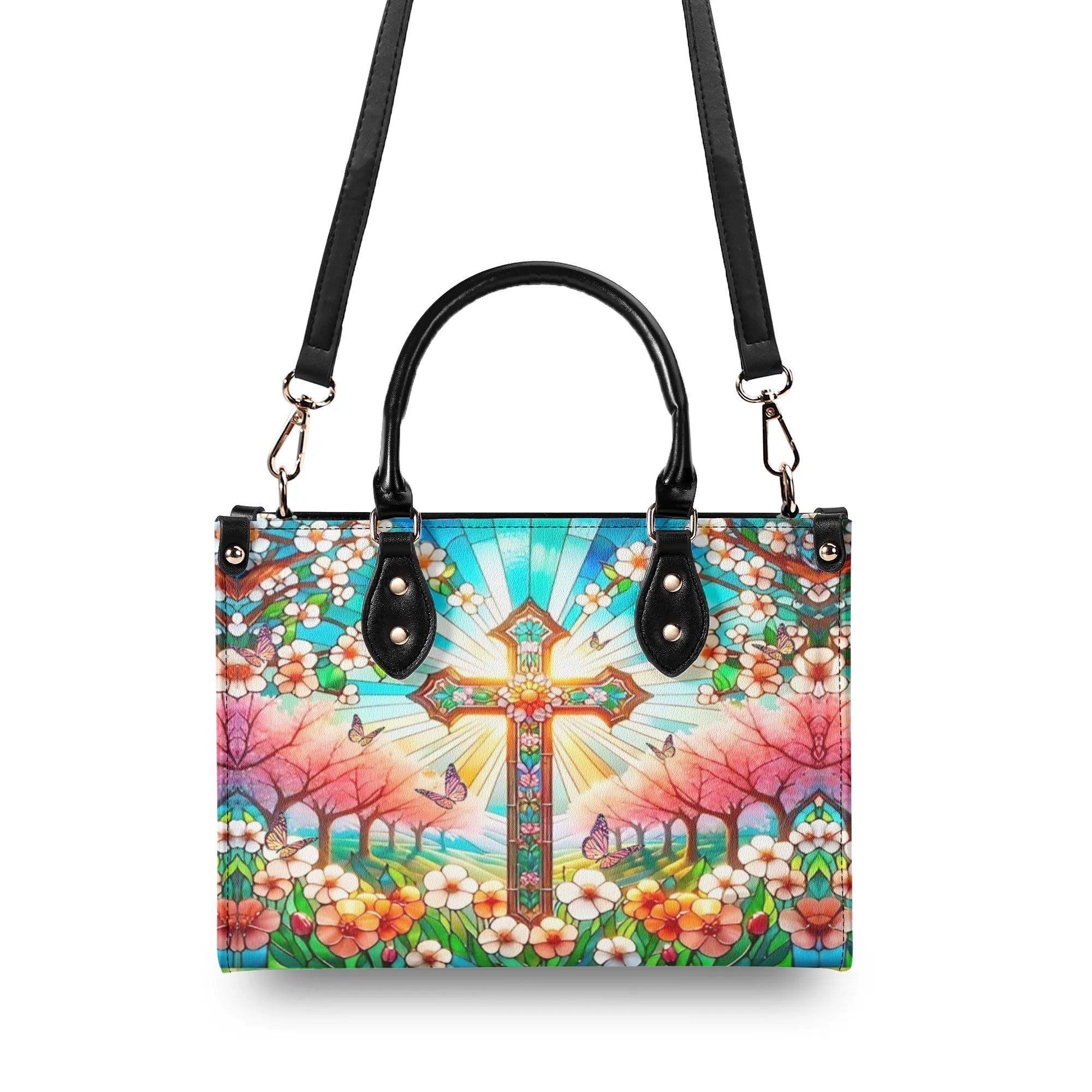 Stained Glass Cross Leather Handbag - Yhlt1706244