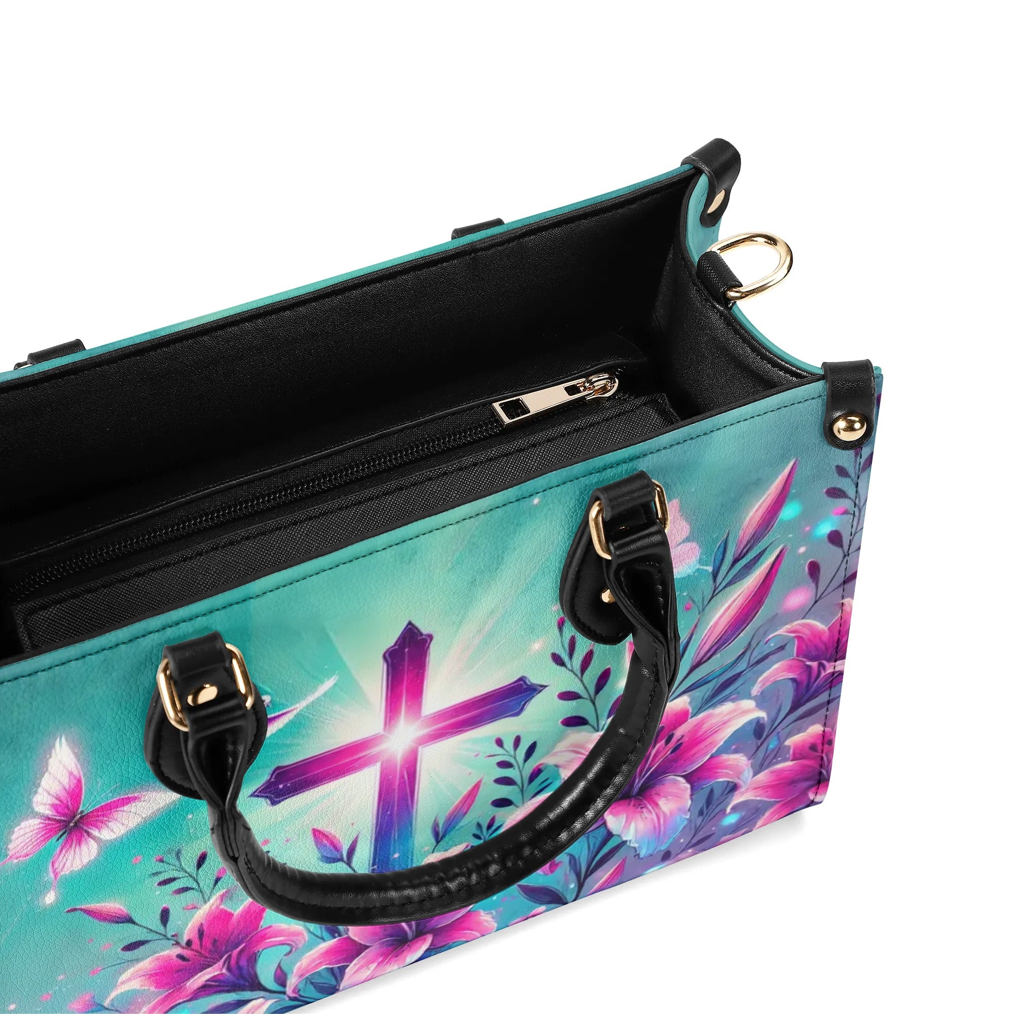 Cross And Lilies Leather Handbag - Tytd1107241