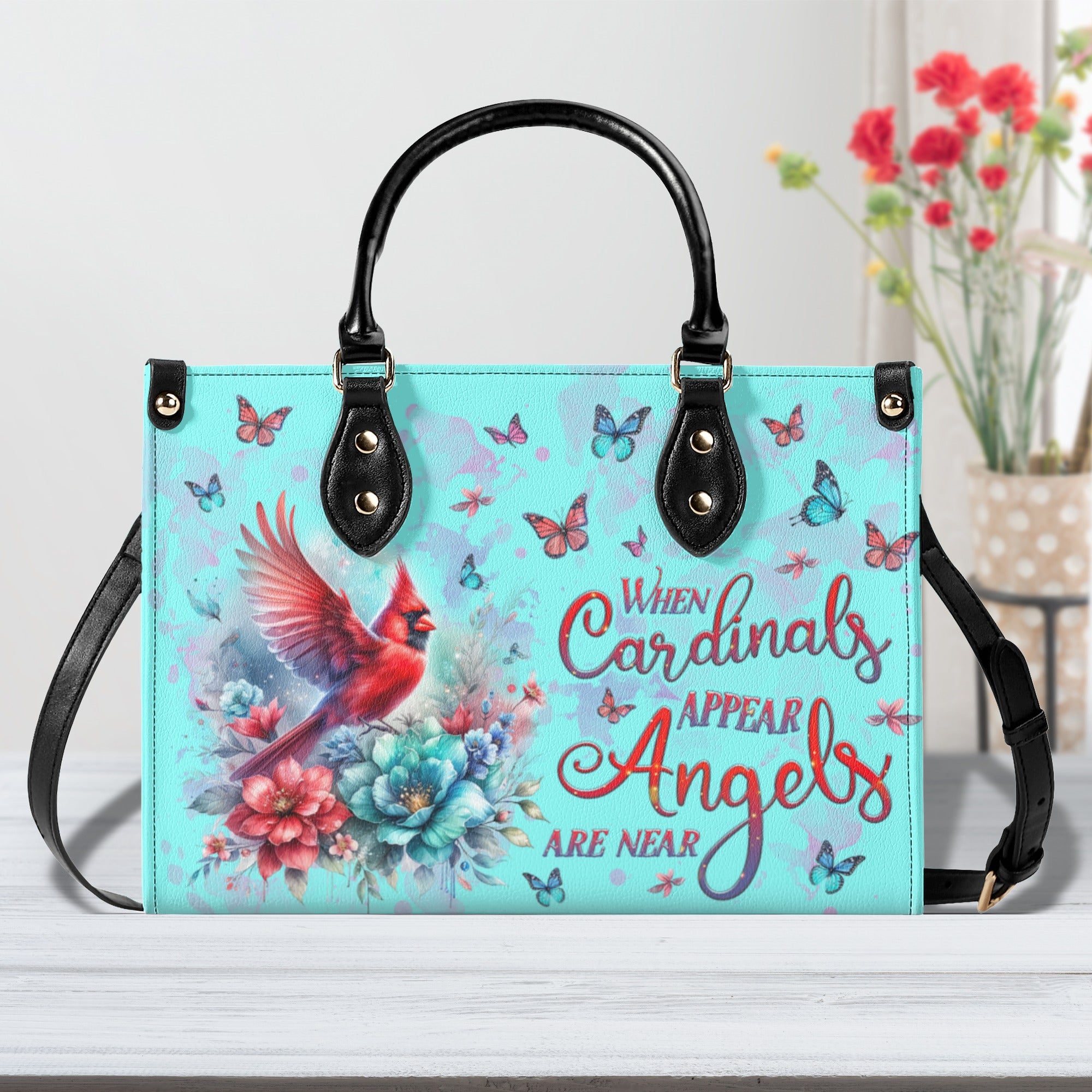 When Cardinals Appear Angels Are Near  Leather Handbag -  Tlnz0710241