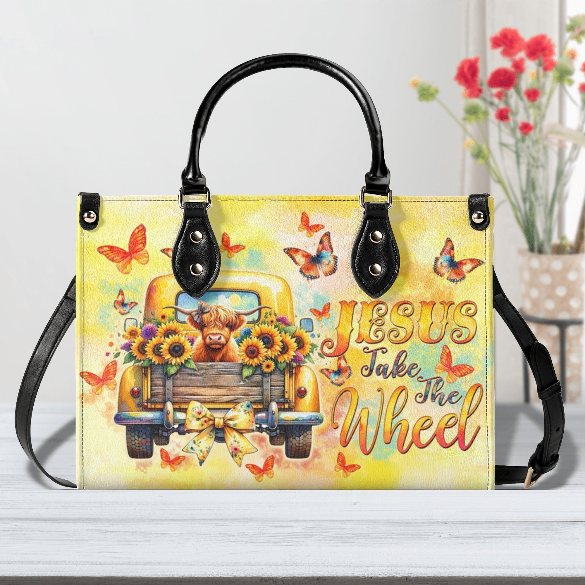 Jesus Take The Wheel  Leather Handbag  - Tltw2312244