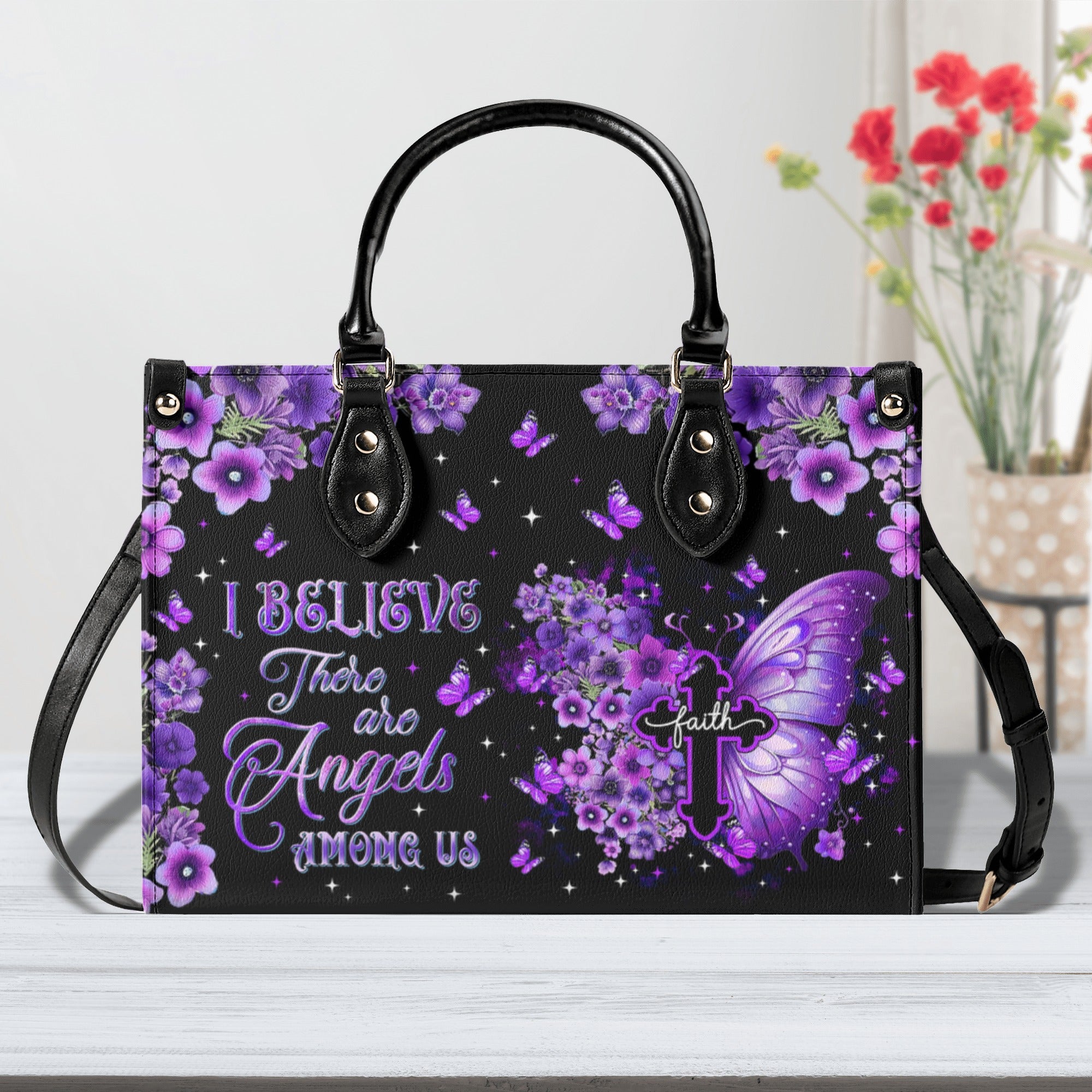 I Believe There Are Angels Among Us  Leather Handbag  - Tltr2512244