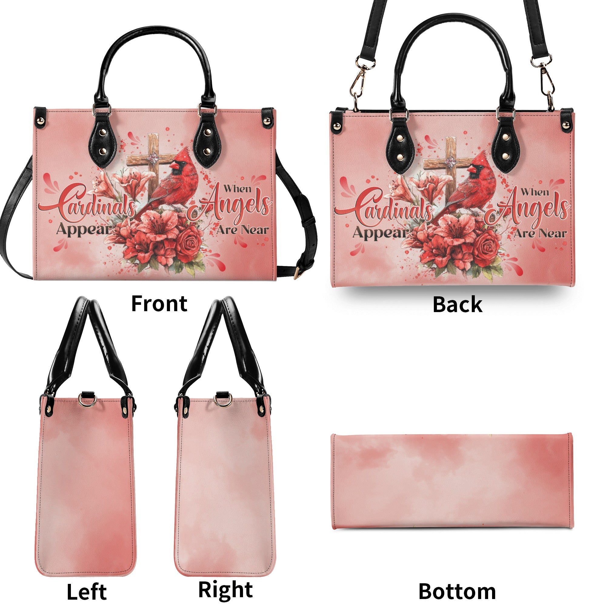 Personalized When Cardinals Appear Angels Are Near Leather Handbag - Tytd3112242