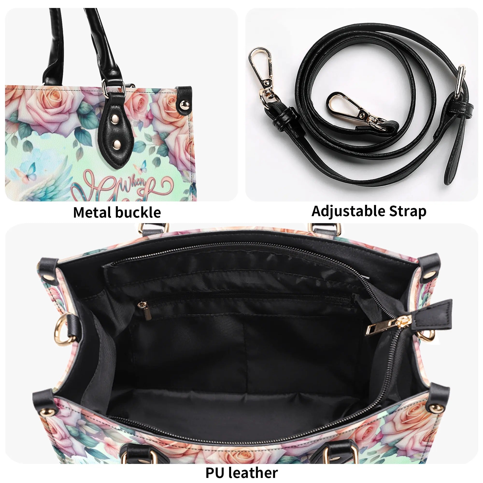 When God Steps In Miracles Happen Leather Handbag - Tlnt0509245