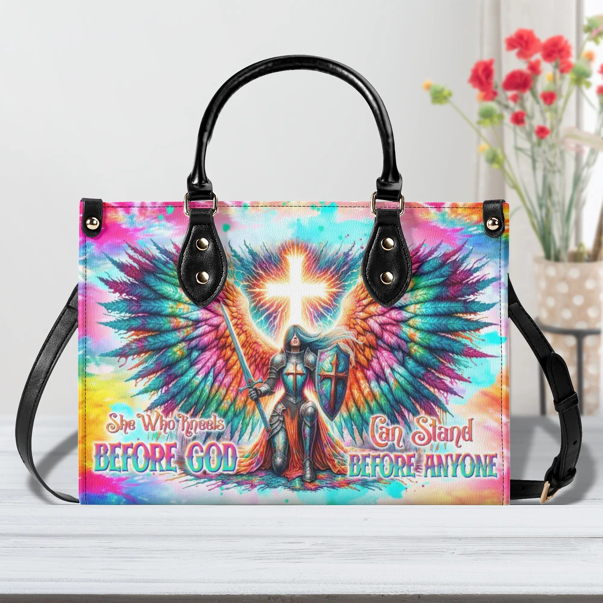 She Who Kneels Before God Warrior Leather Handbag - Tltw2905246