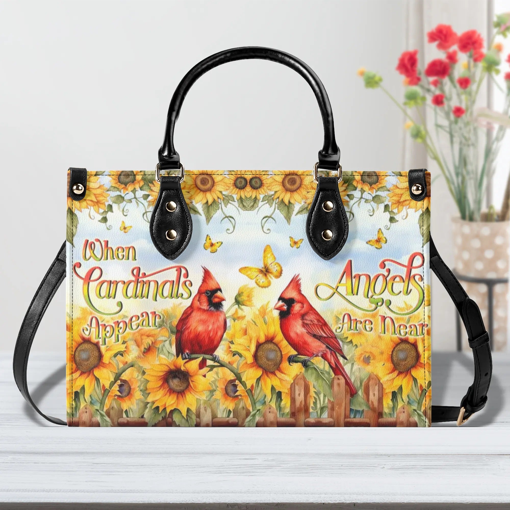 When Cardinals Appear Angels Are Near Leather Handbag - Yhln0506245