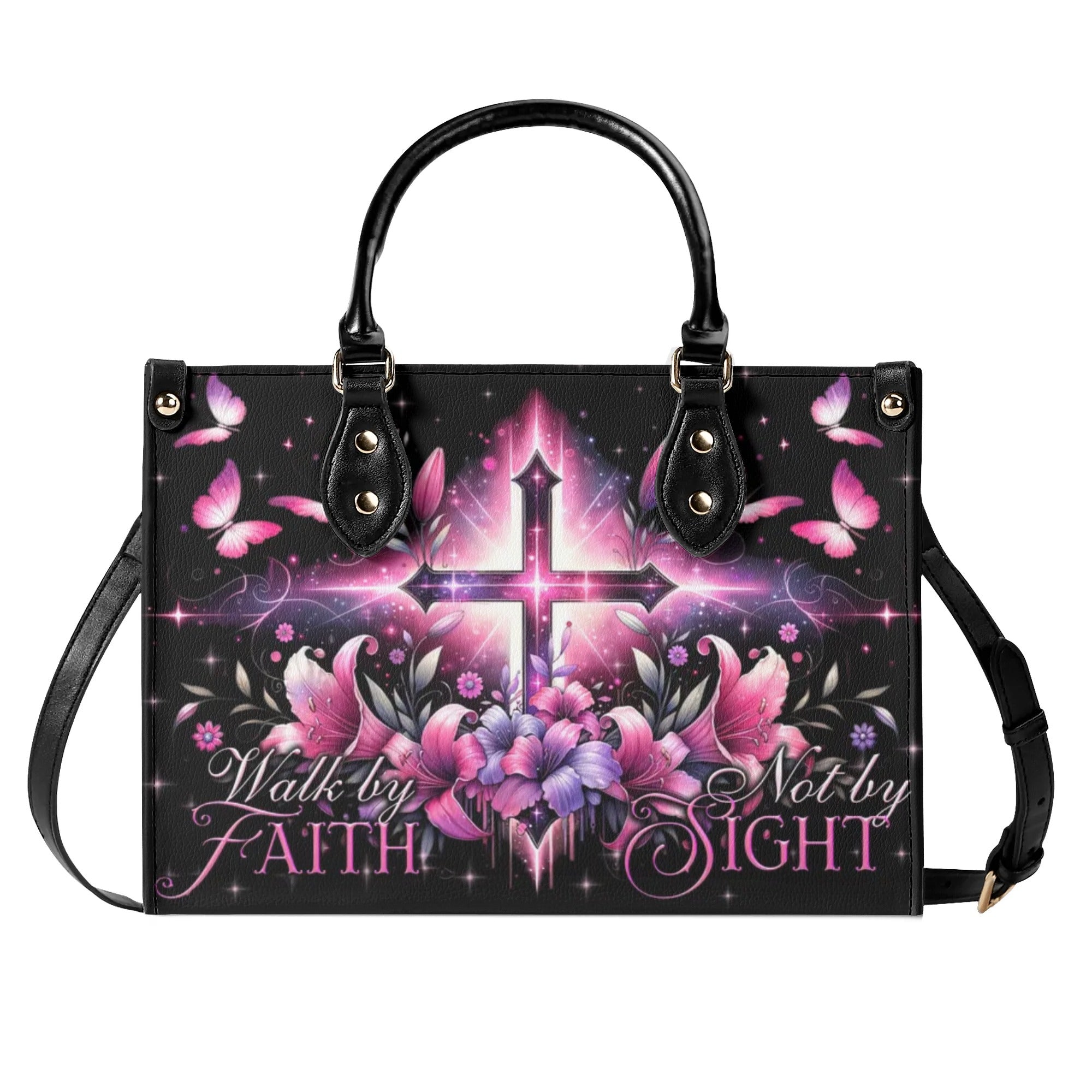 Walk By Faith Not By Sight Leather Handbag - Tytd3105243