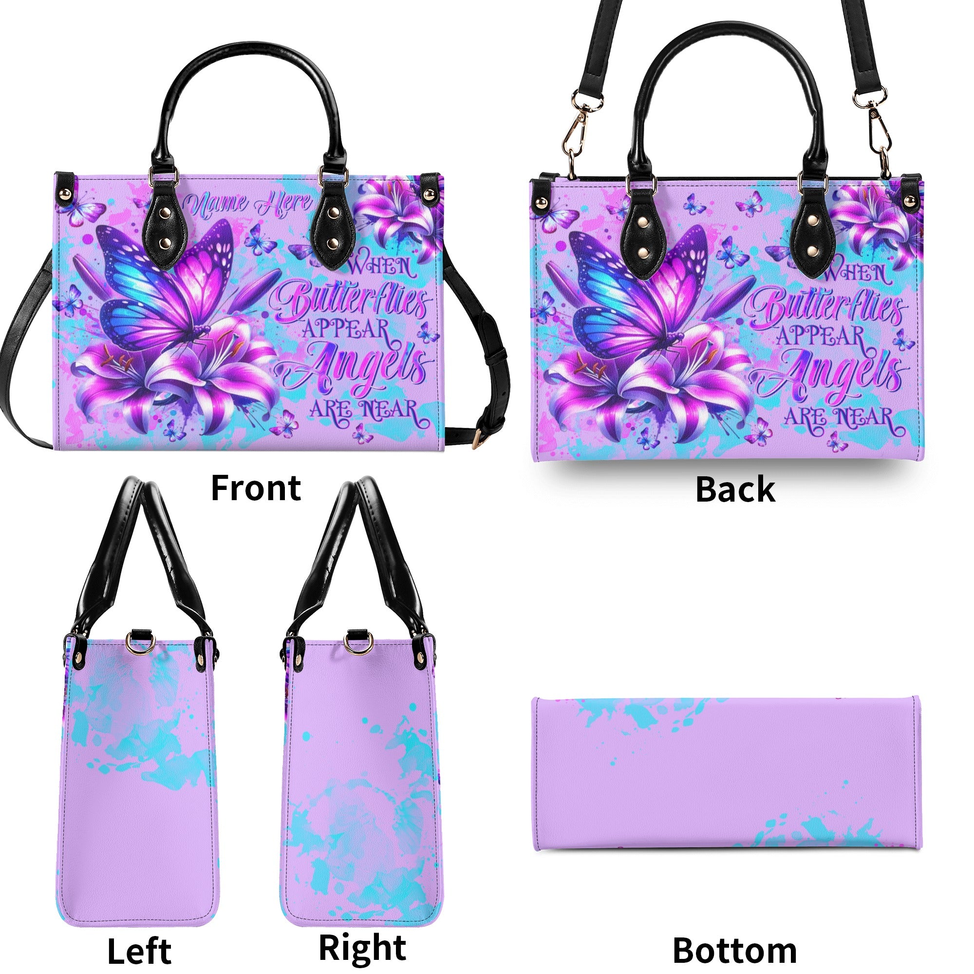 When Butterflies Appear Angels Are Near  Leather Handbag  - Tltw3012241