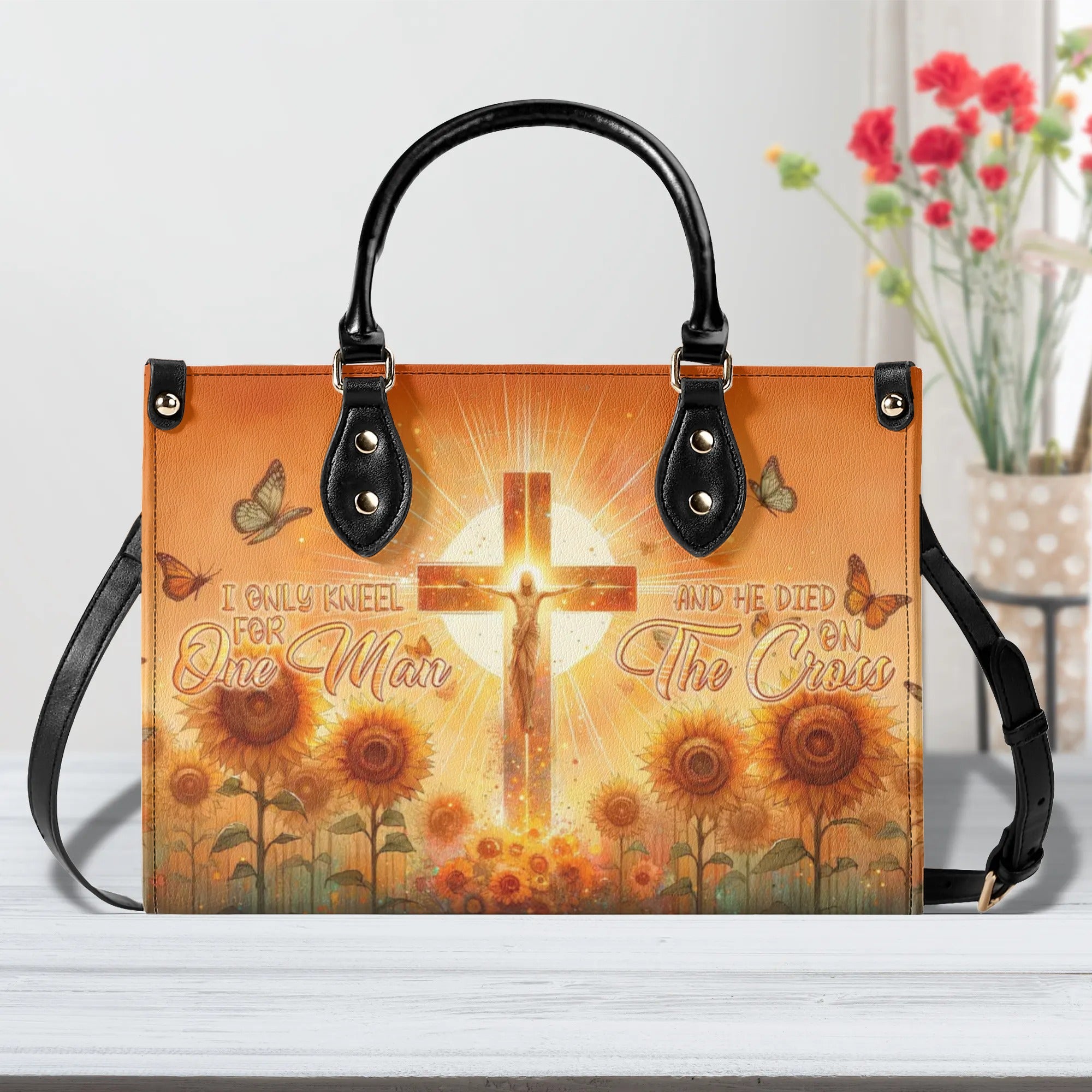 I Only Kneel For One Man Sunflower Leather Handbag - Tlnt1306244