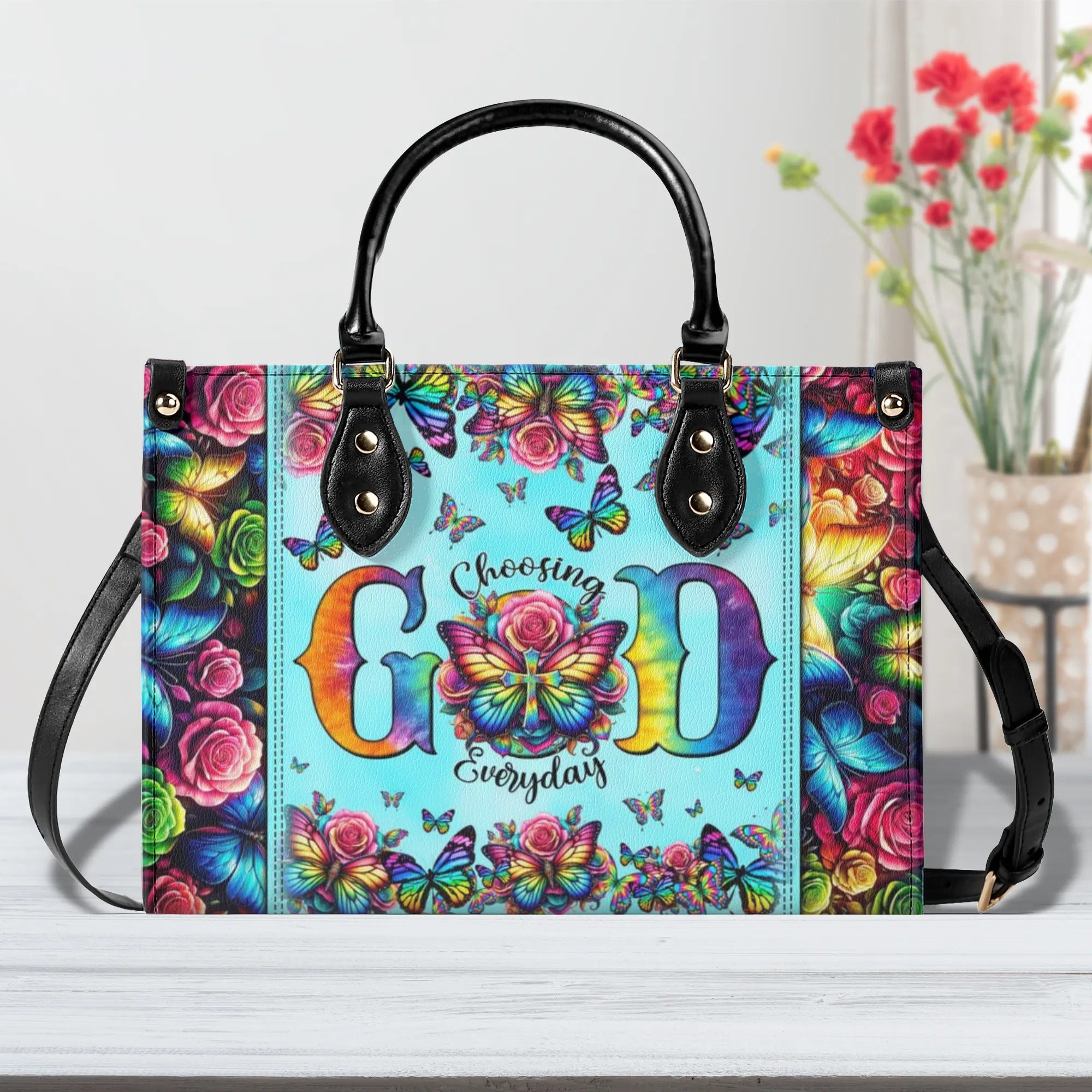 Choosing God Everyday Colorful Butterfly Leather Handbag - Tltw0506243