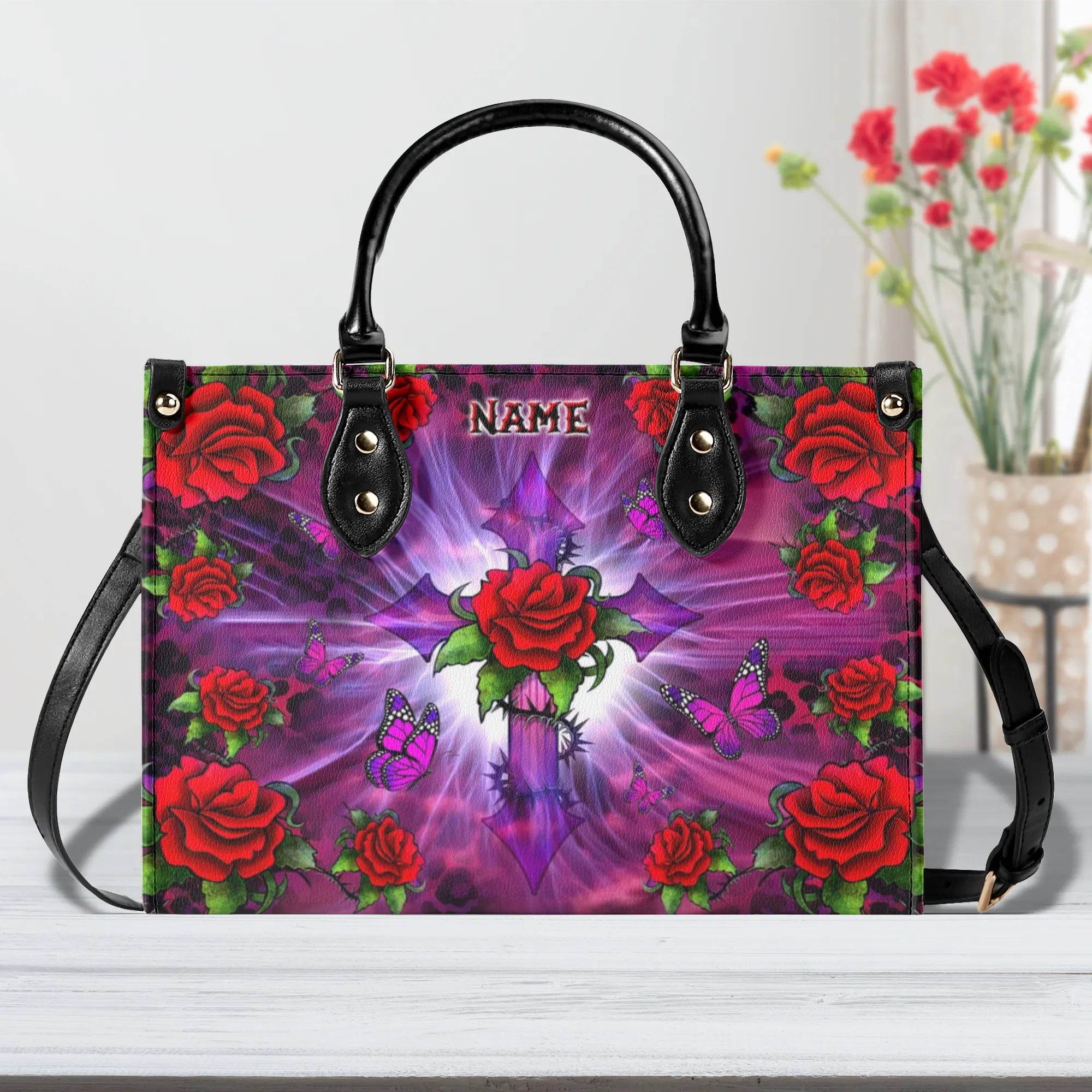 Cross Rose Leather Handbag - Tltw0507243