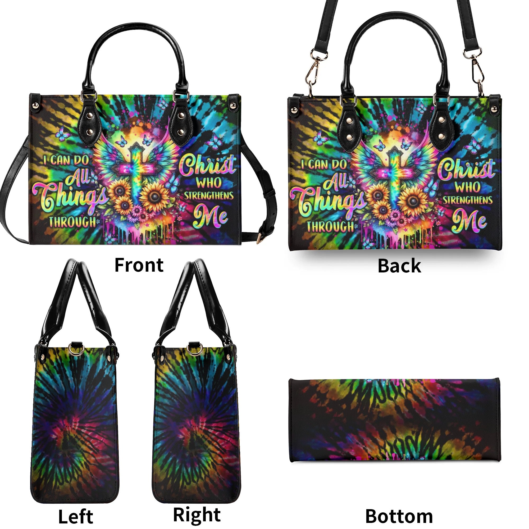 I Can Do All Things Cross Tie Dye Leather Handbag - Tltw2106242