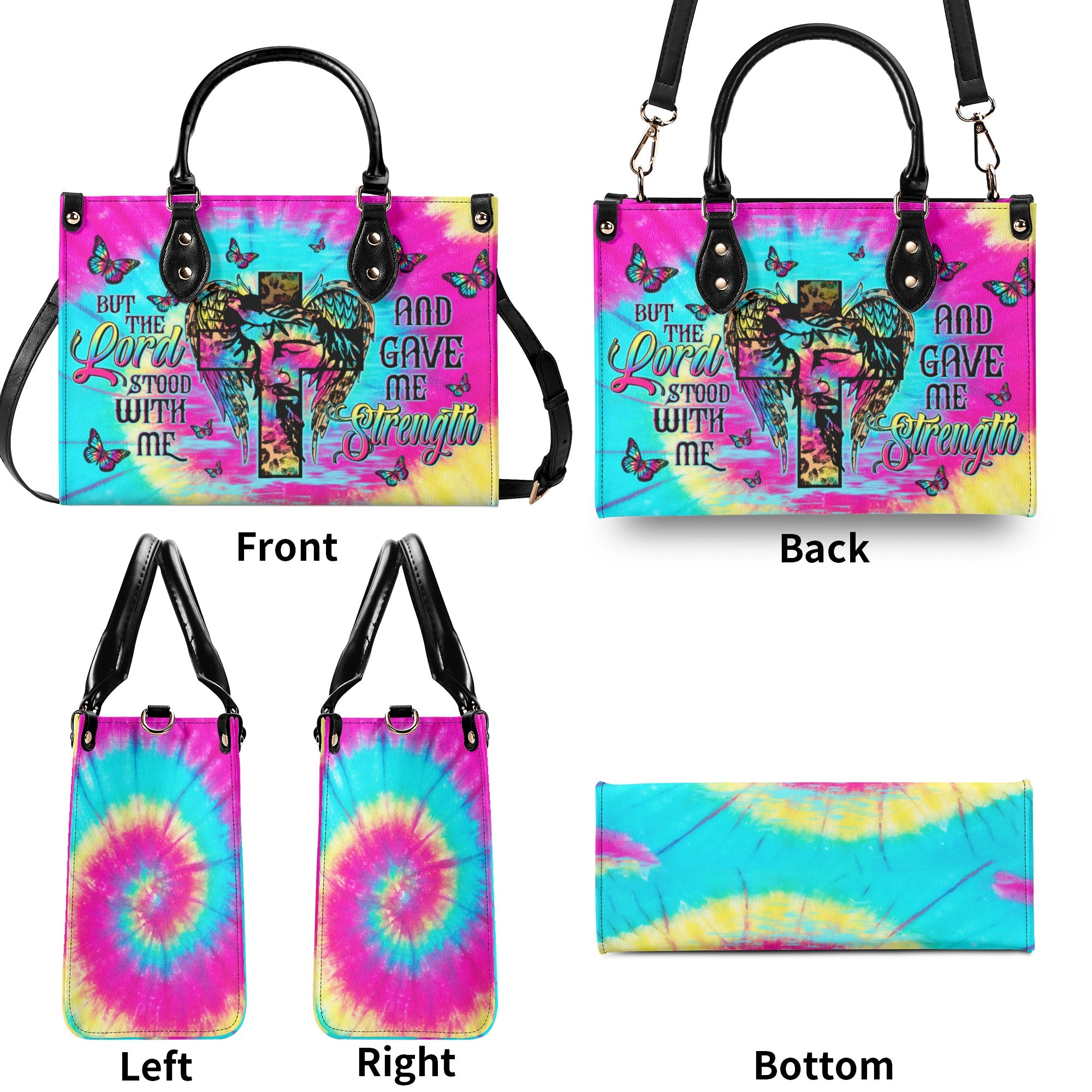 Lord Stood With Me Cross Wings Tie Dye  Leather Handbag - Tltw1611244