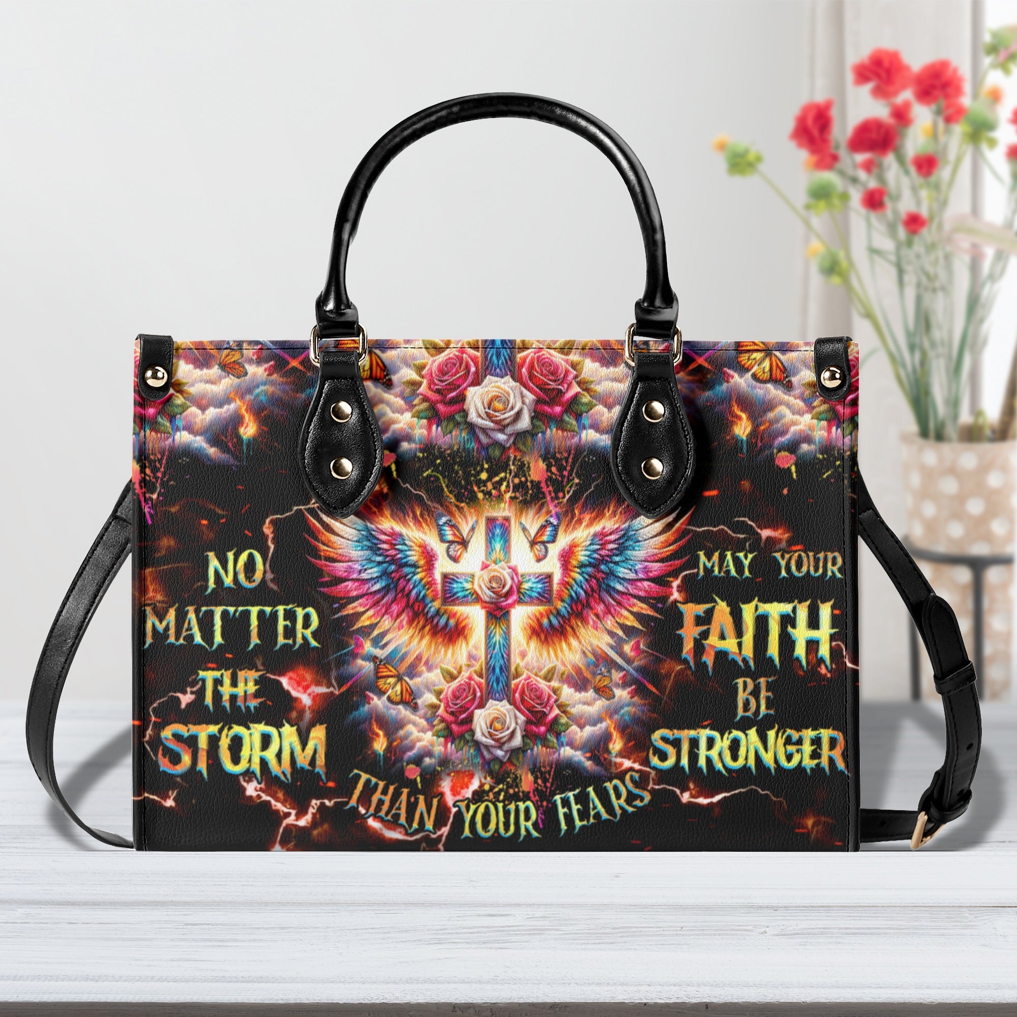 Cross Wings Tie Dye Leather Handbag -  Tlnz0810241