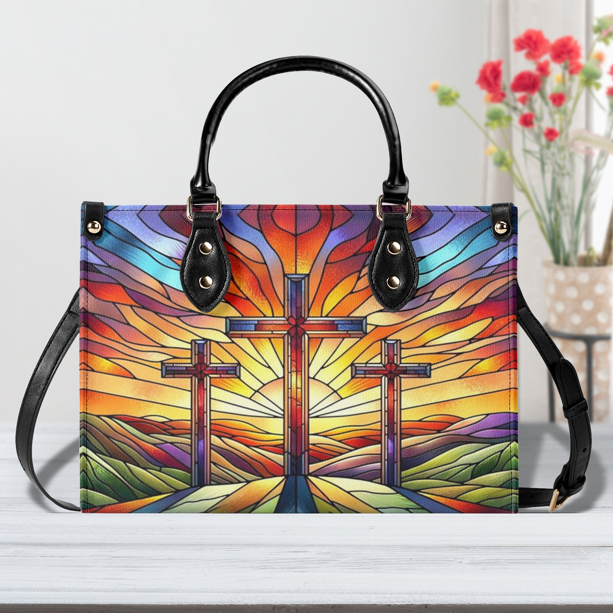 Christian Cross Stained Glass Leather Handbag - Yhlt2011244