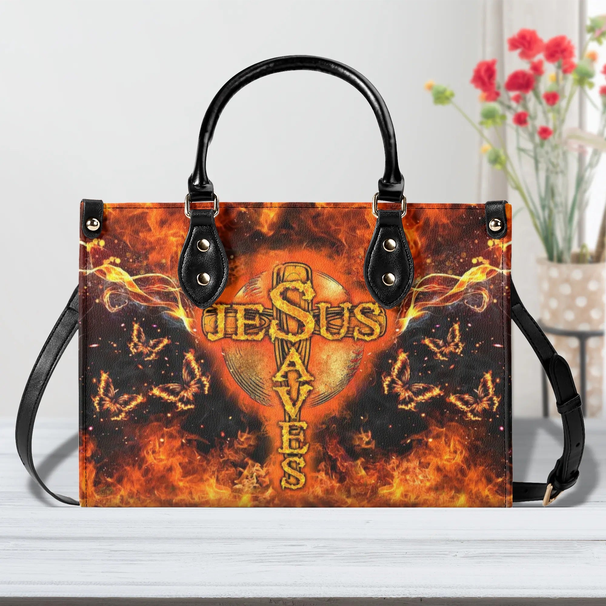 Jesus Saves Leather Handbag - Yhdu1806241