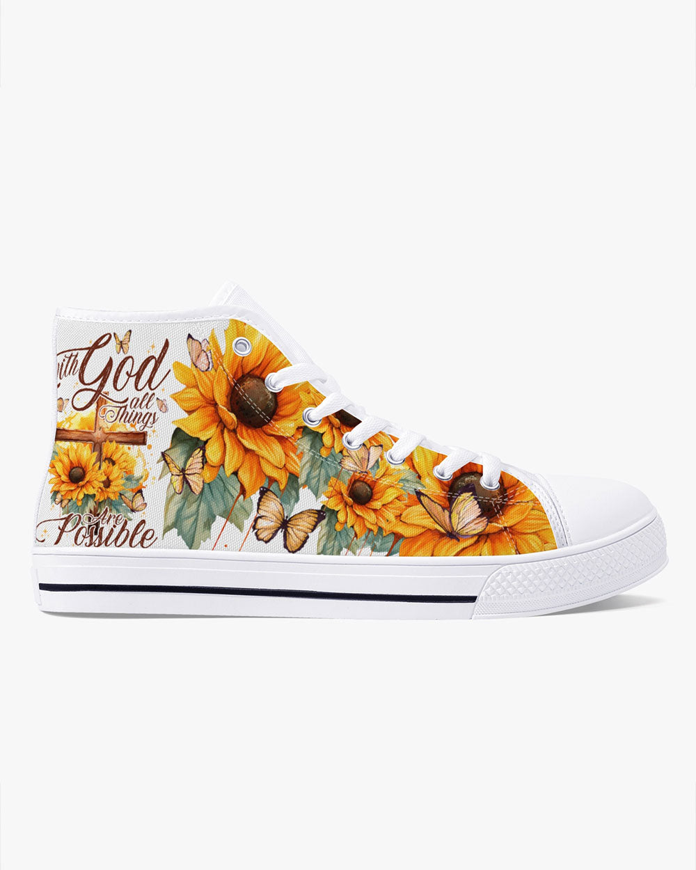 With God All Things Are Possible High Top Canvas Shoes - Tytd2606231