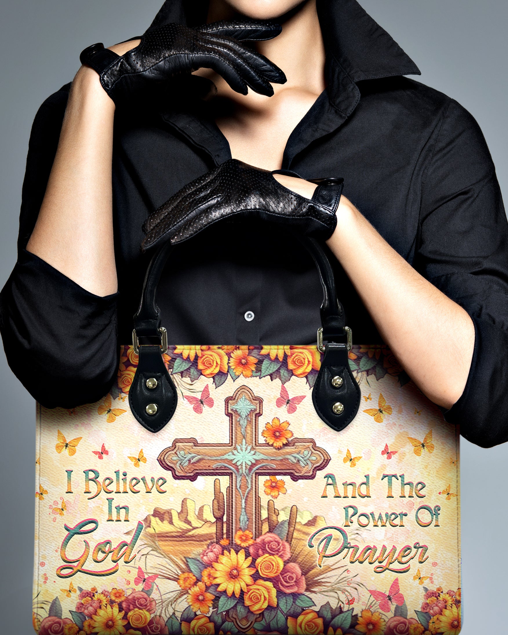 I Believe In God Leather Handbag - Yhhg1306244