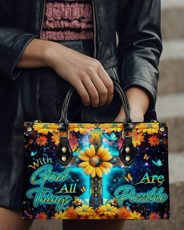 With God All Things Are Possible Leather Handbag - Yhdu2308244