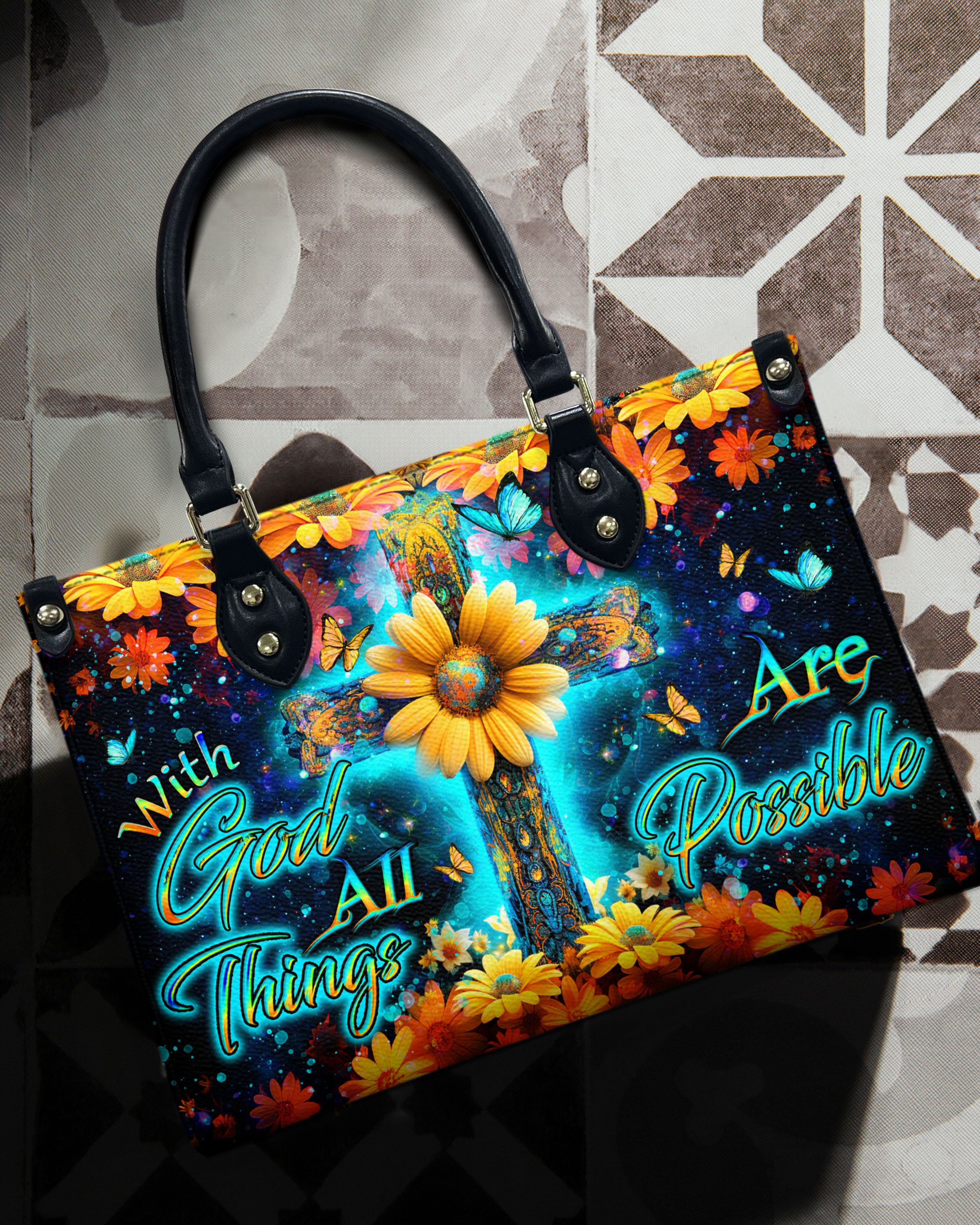 With God All Things Are Possible Leather Handbag - Yhdu2308244