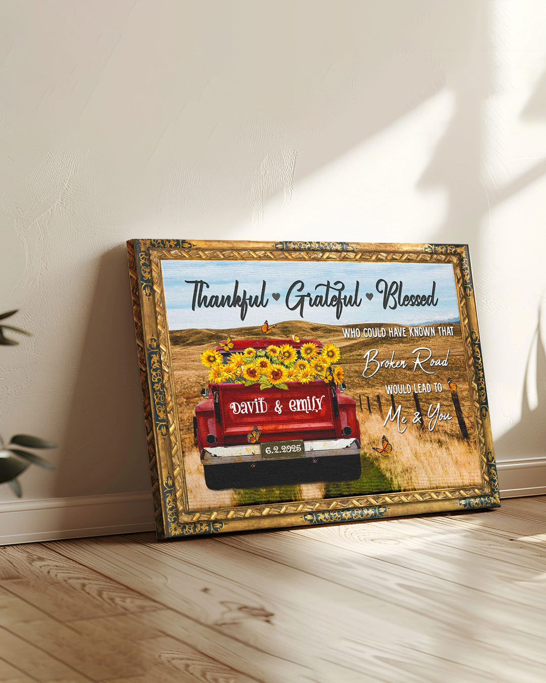 Personalized Thankful Grateful Blessed Canvas - Yhdu0602253