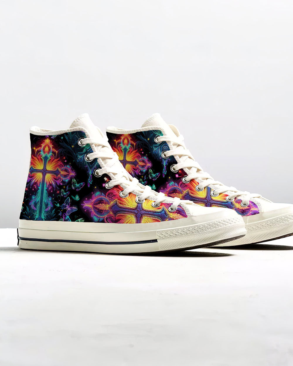 Faith Is Seeing Light With Your Heart High Top Canvas Shoes - Tytm3006235