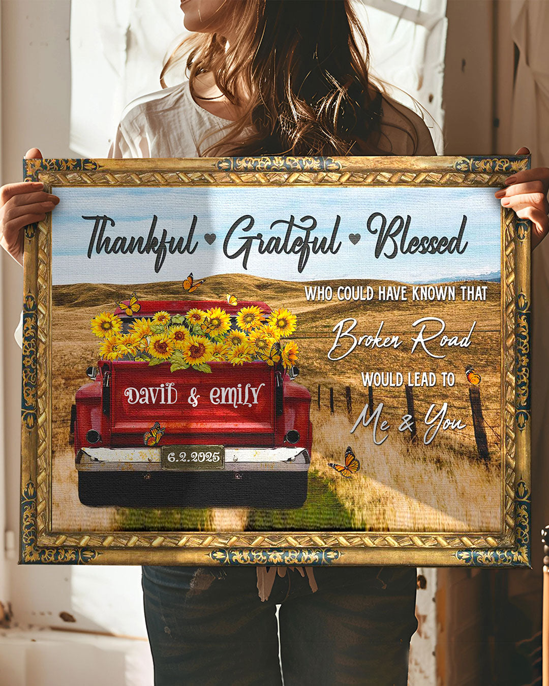 Personalized Thankful Grateful Blessed Canvas - Yhdu0602253