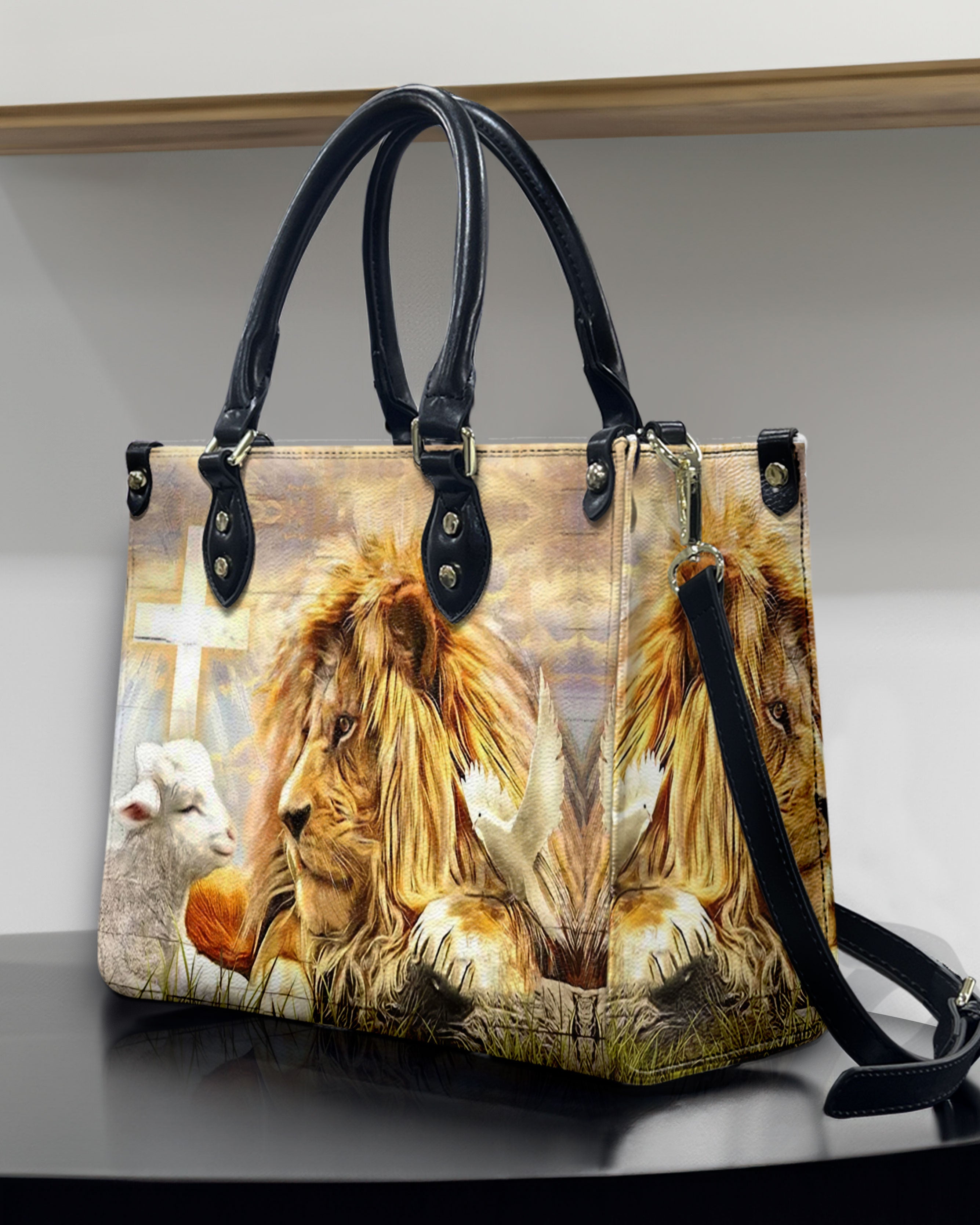 Lion Cross Lamb Leather Handbag - Yhdu3008244