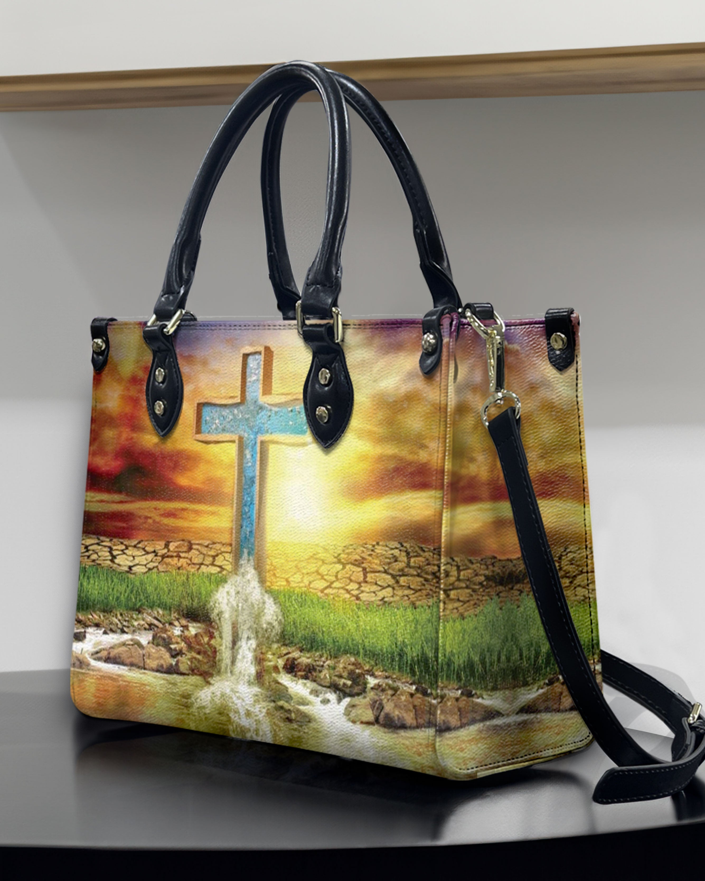 Cross Nature Scene Leather Handbag - Yhdu1009244