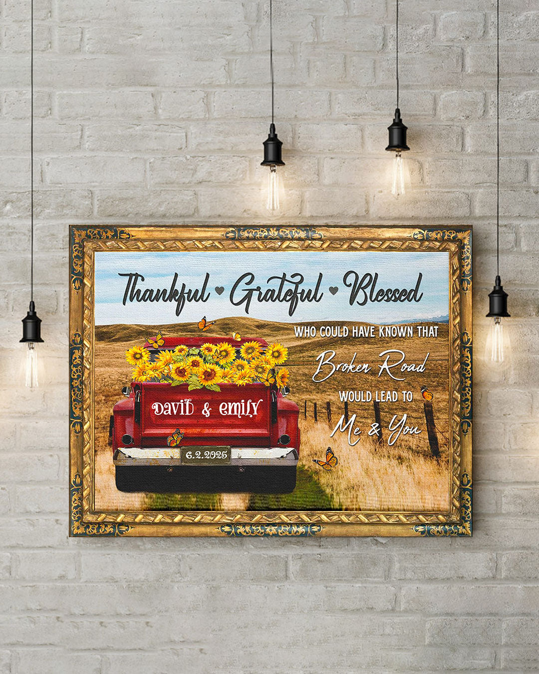 Personalized Thankful Grateful Blessed Canvas - Yhdu0602253